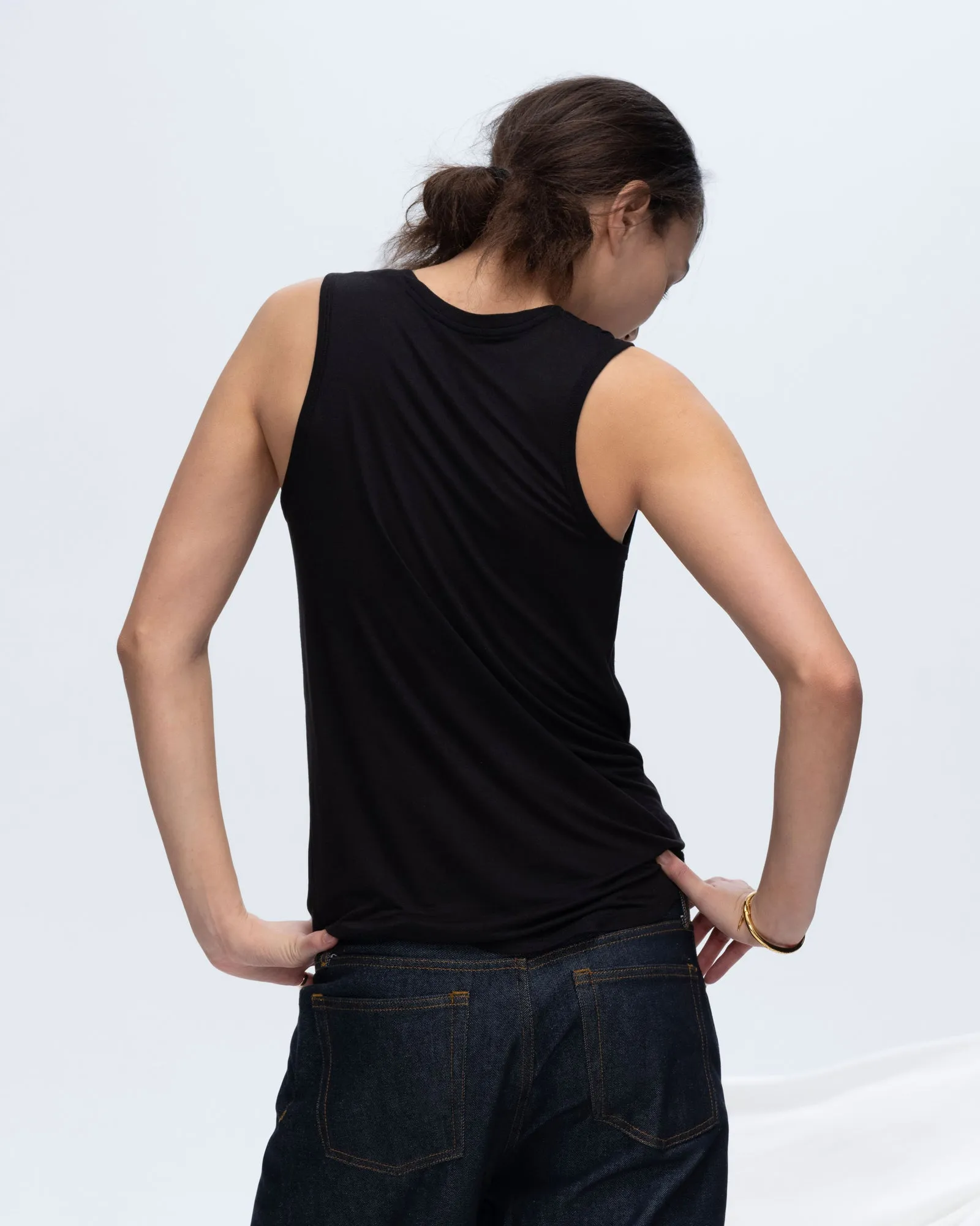 Modal Sweetheart Tank - Black clean cut