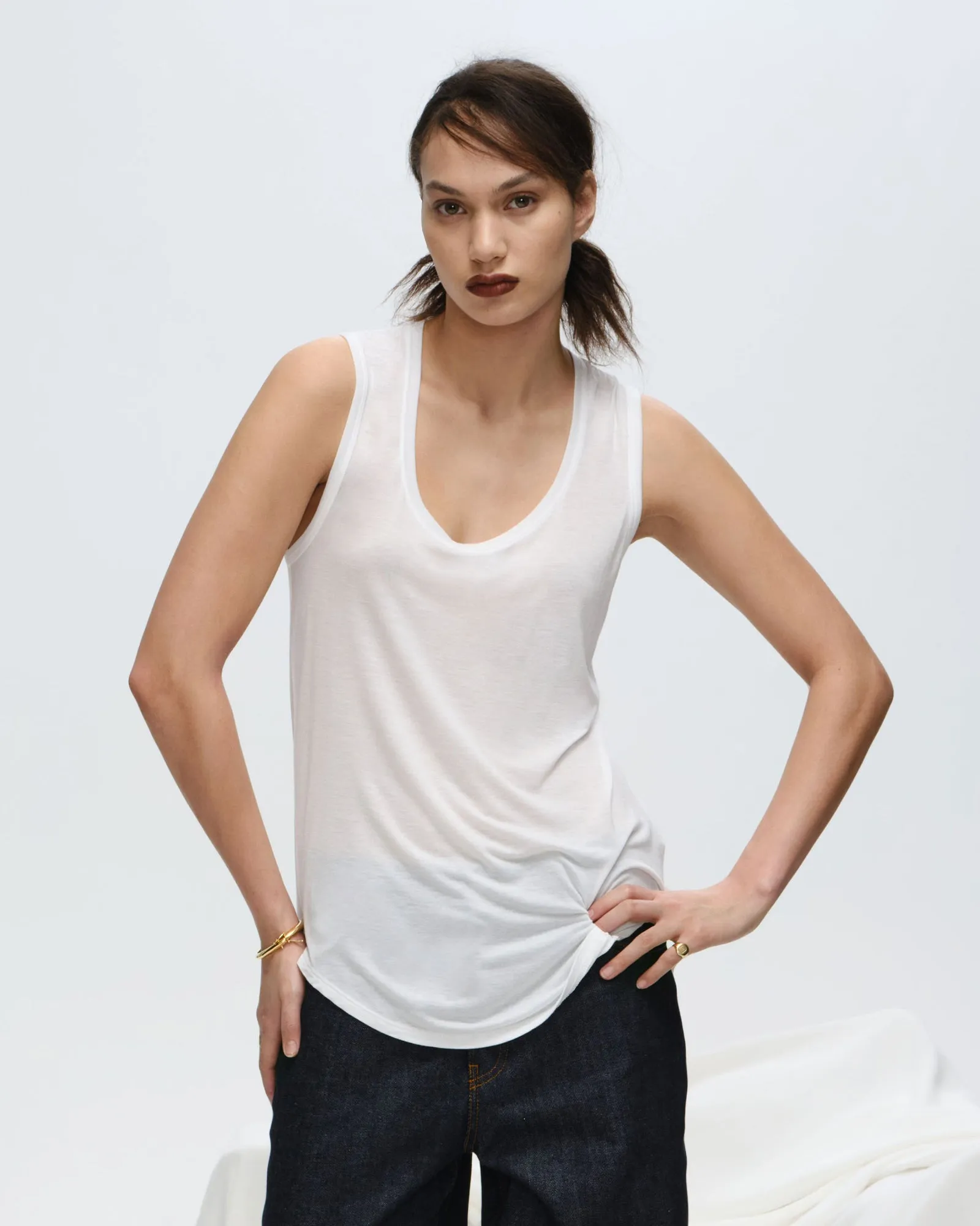 Modal Sweetheart Tank - White cool line