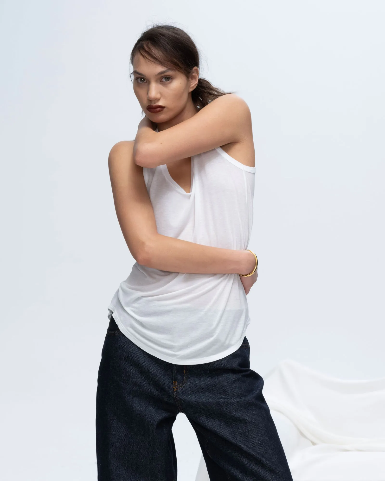 Modal Sweetheart Tank - White style line