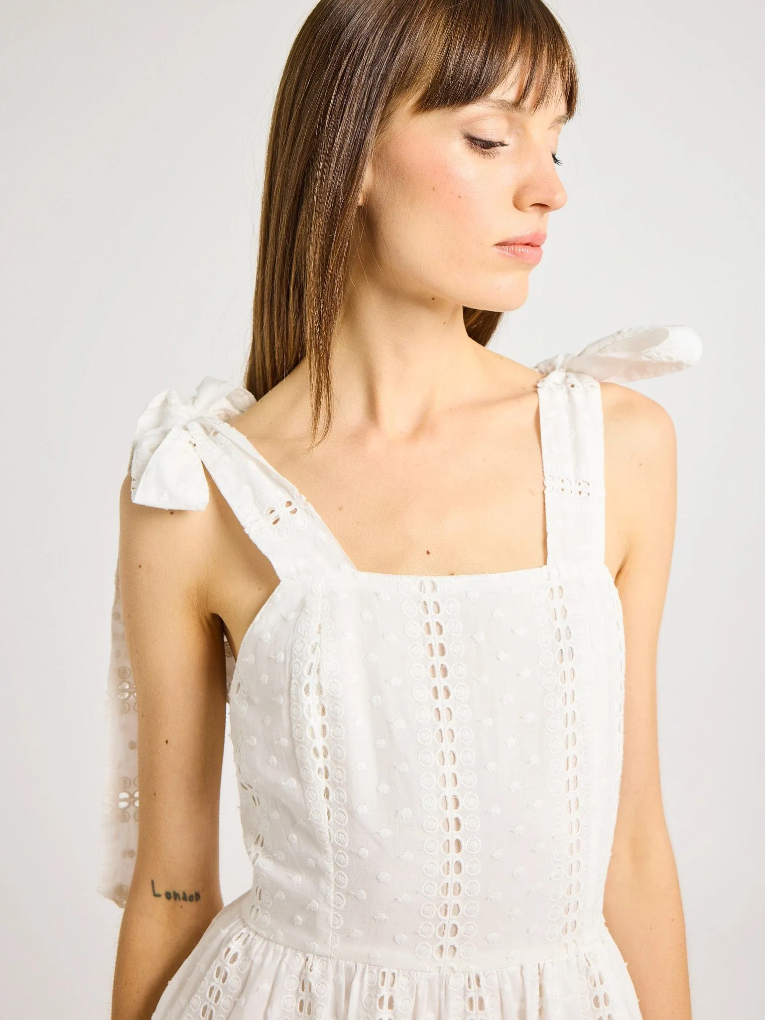 Molly Dress in White Eyelet natural ease