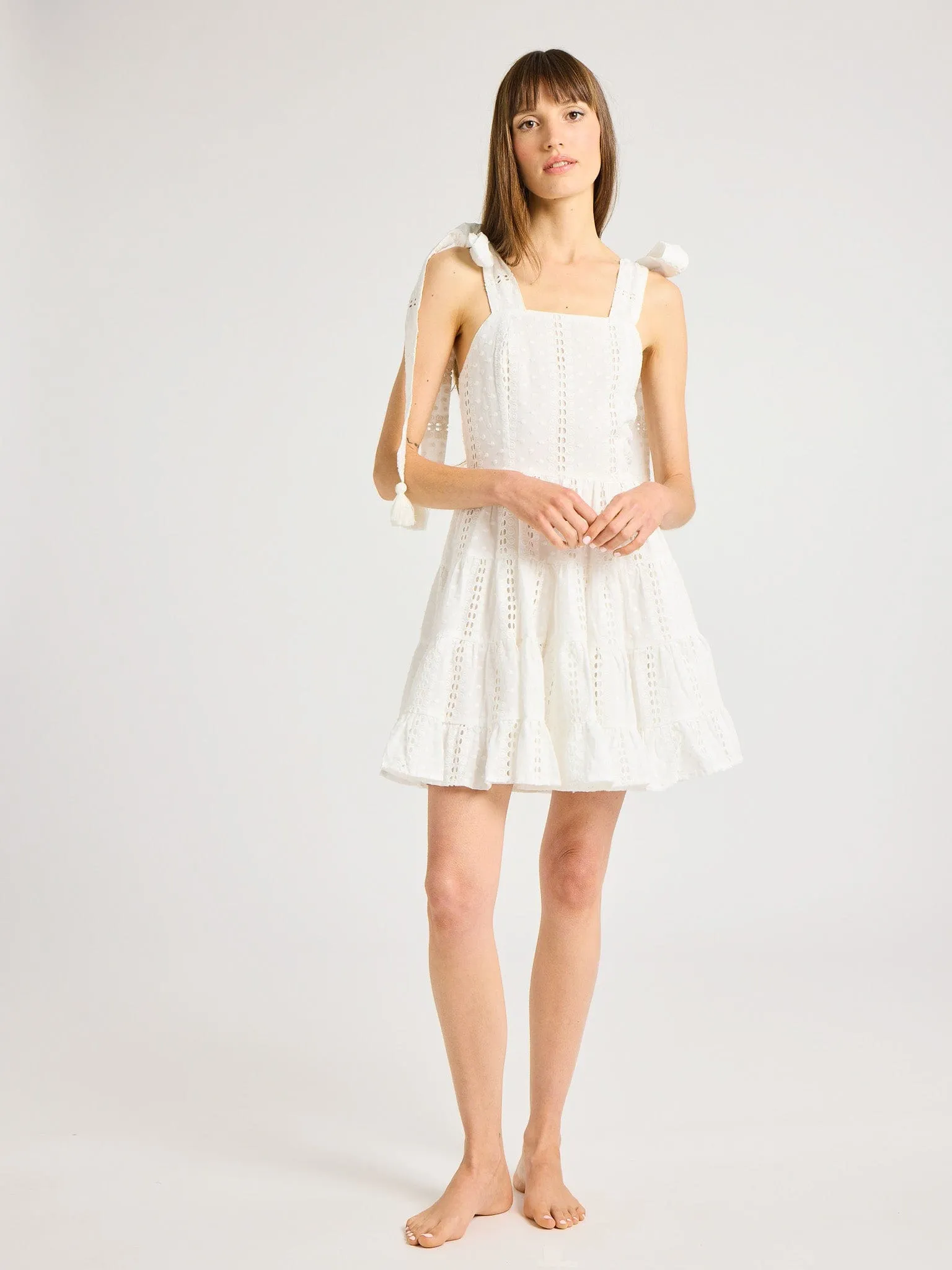 Molly Dress in White Eyelet coffee date