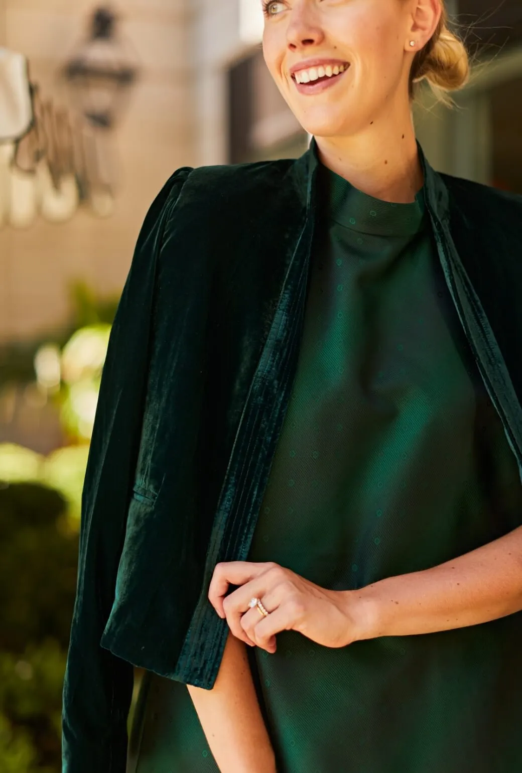 Mona Lee Blazer - Emerald Velvet sleek appeal
