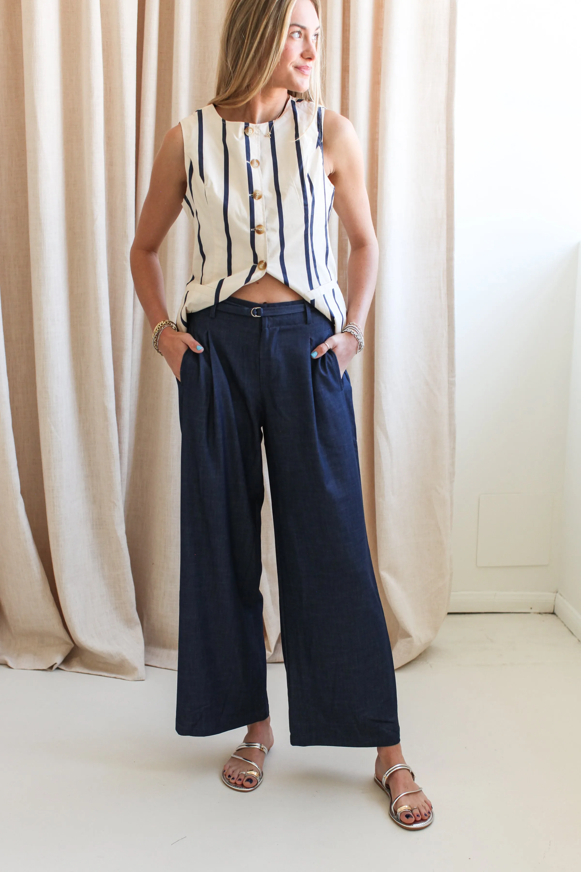 Monica Trouser- Navy stretch material