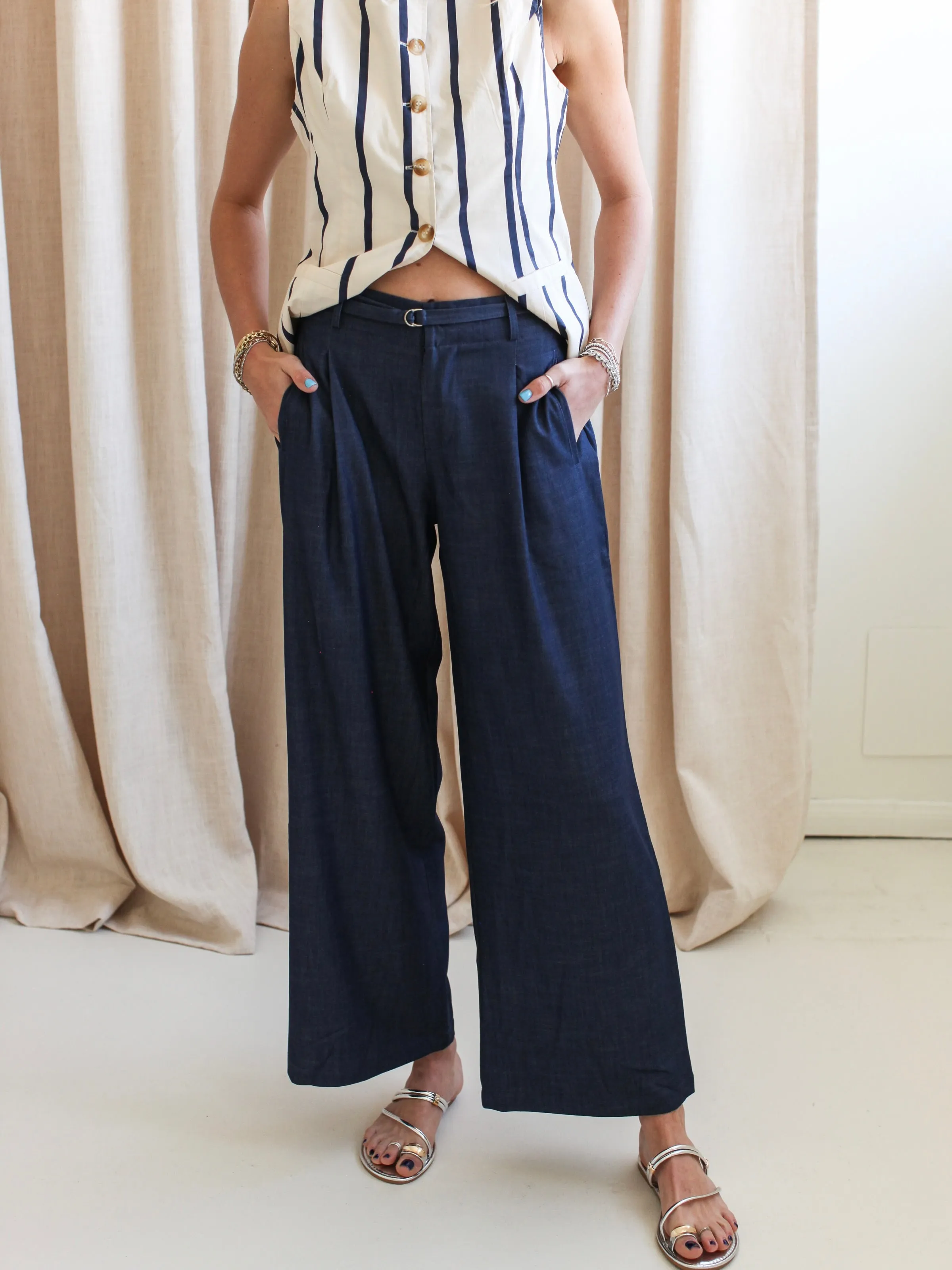 Monica Trouser- Navy warm fleece
