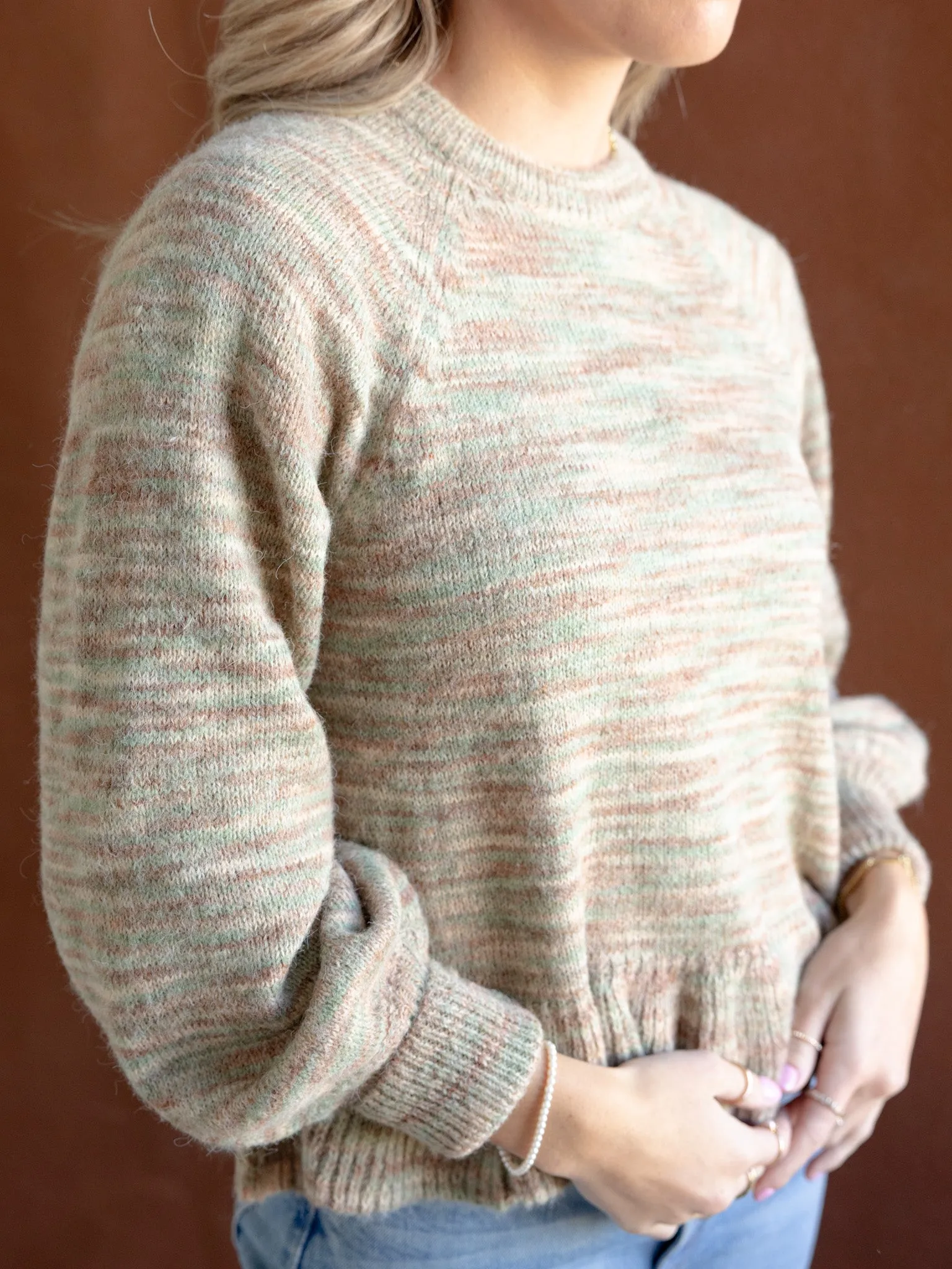 Moss Ruffle Hem Sweater Coffee Time