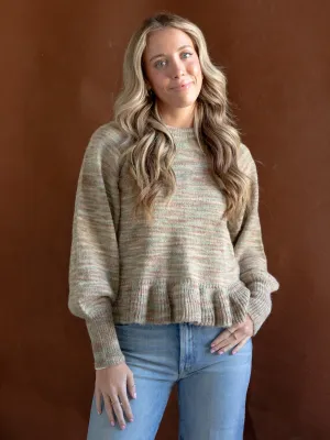 Moss Ruffle Hem Sweater Chic Chill