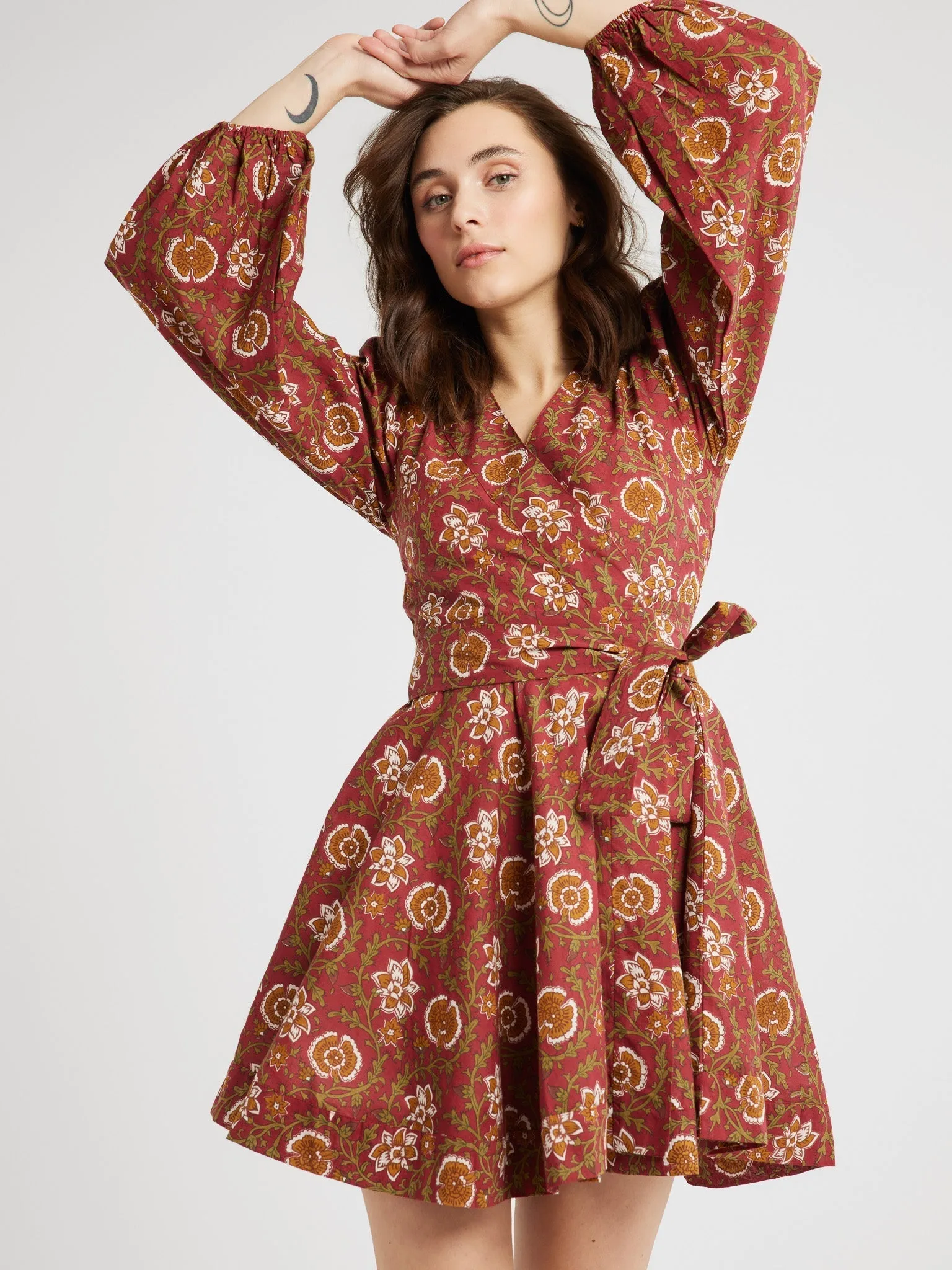 Nan Wrap Dress in Cinnabar warm days