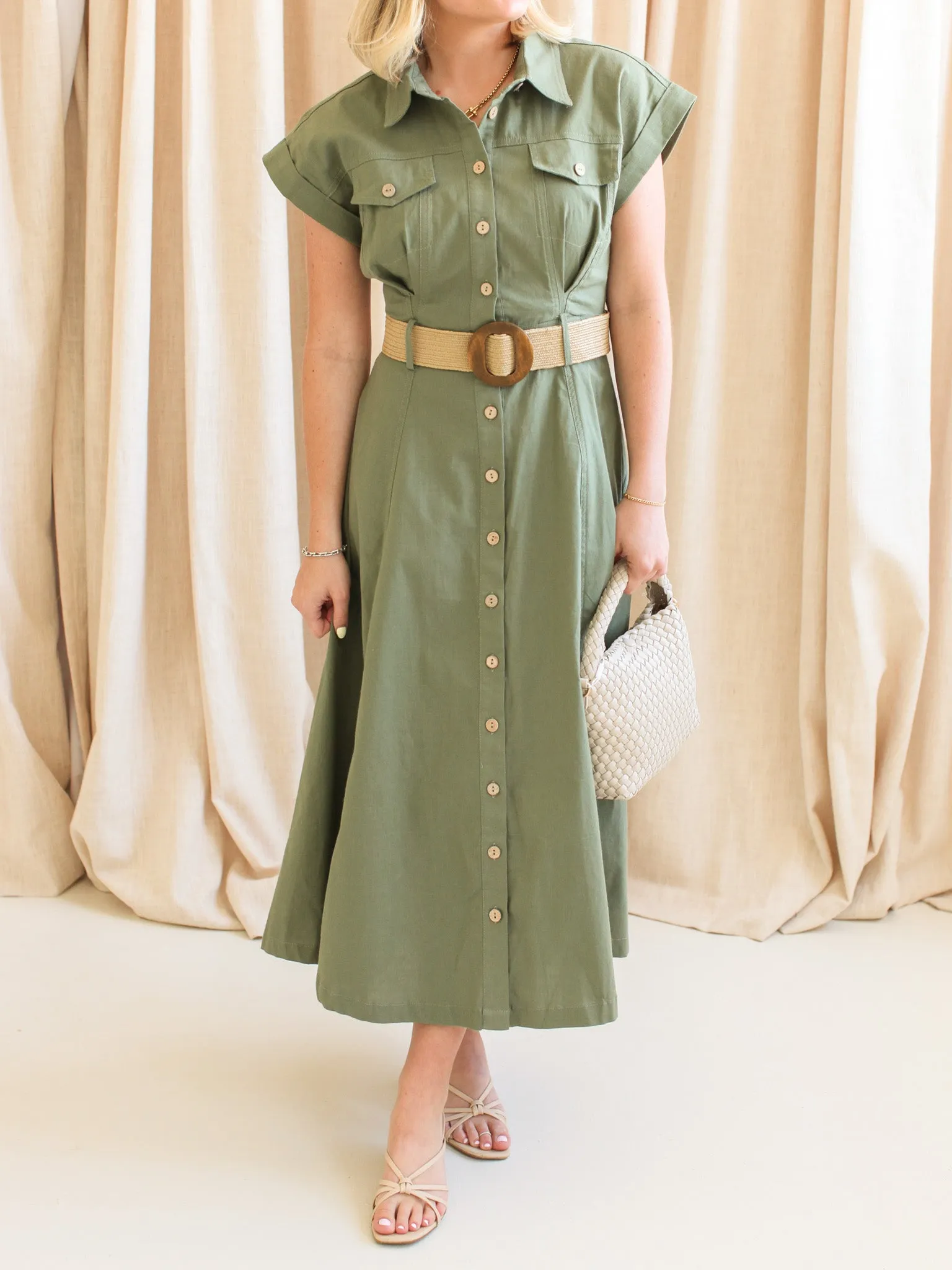 Naomi Belted Midi Dress minimal mood