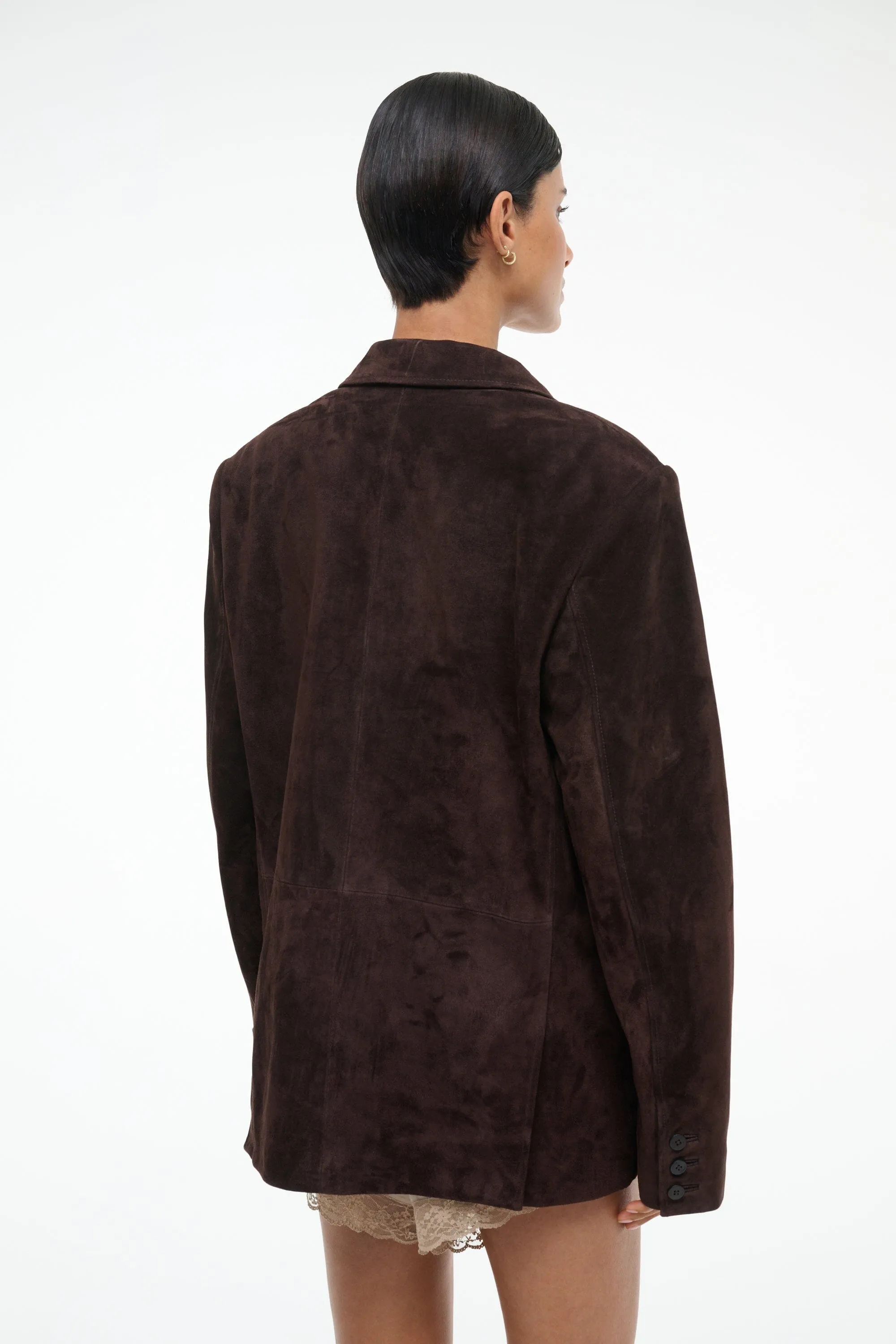 NATALIE SUEDE JACKET | ESPRESSO wind shield