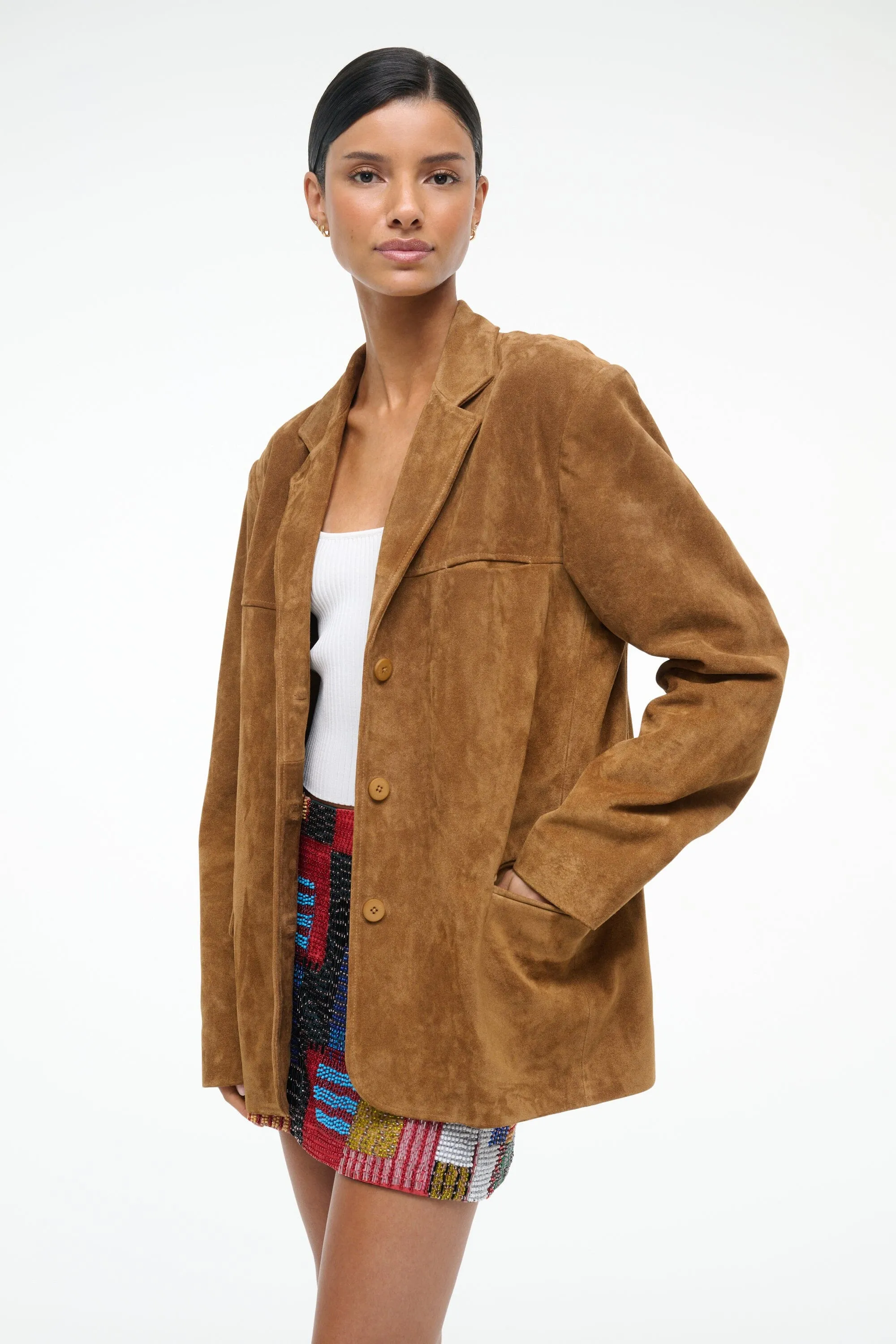 NATALIE SUEDE JACKET | TAN winter ready