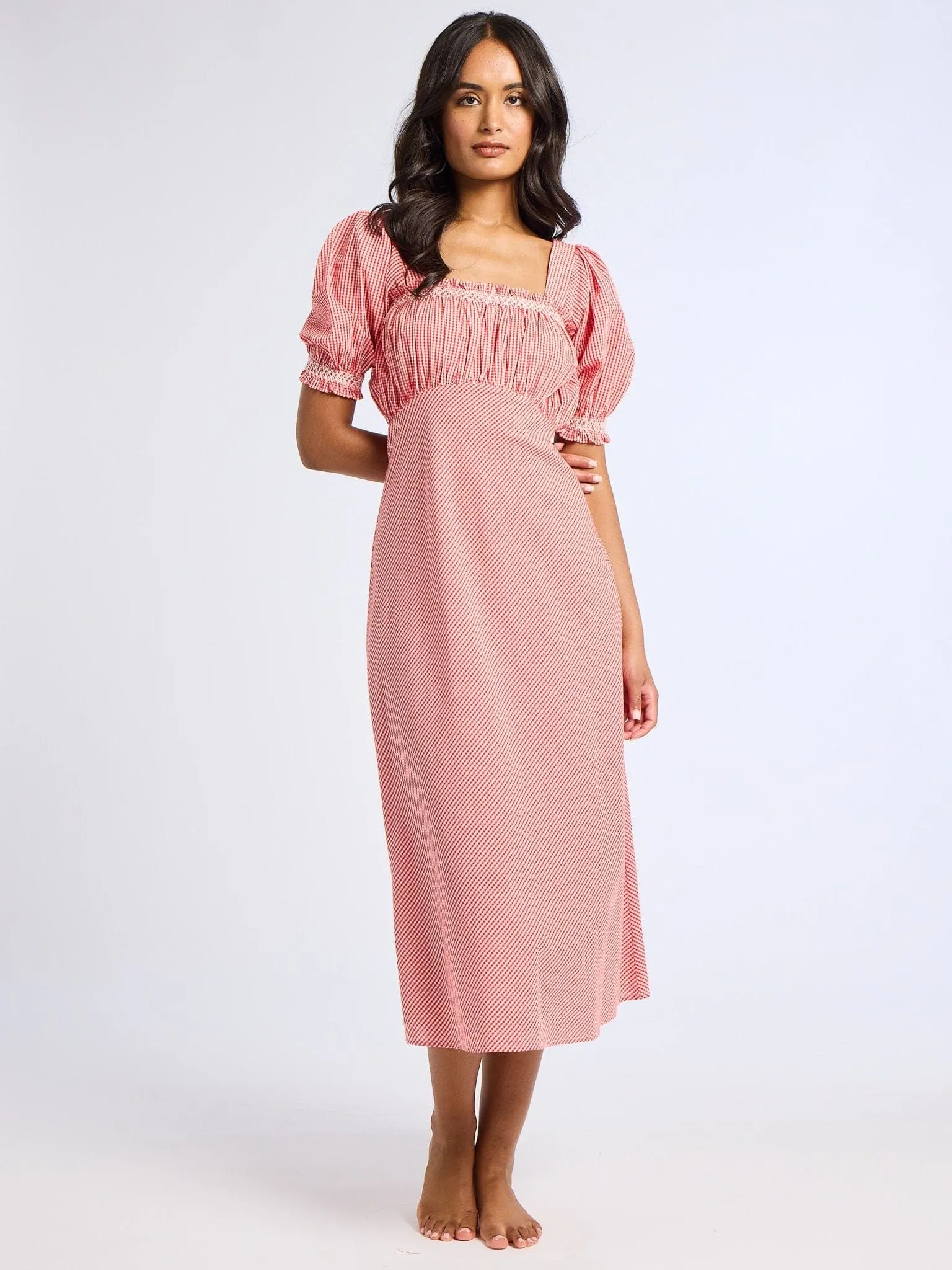 Nicolette Dress in Red Gingham evening glam