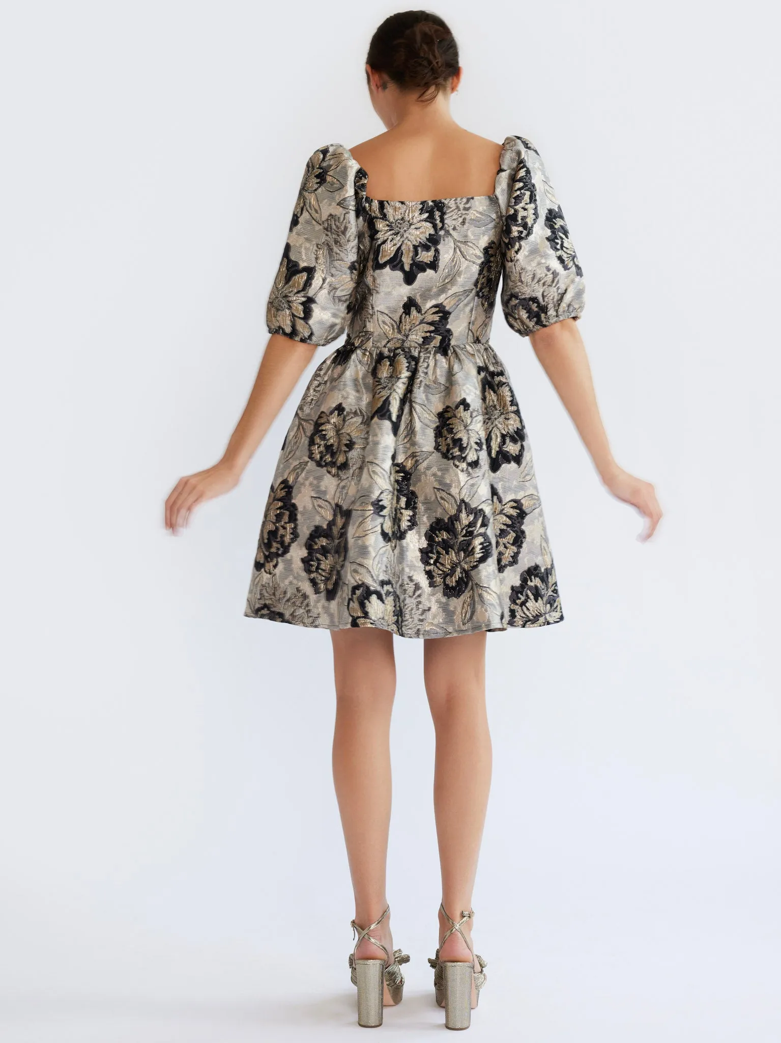 Nina Dress in Black Brocade birthday look