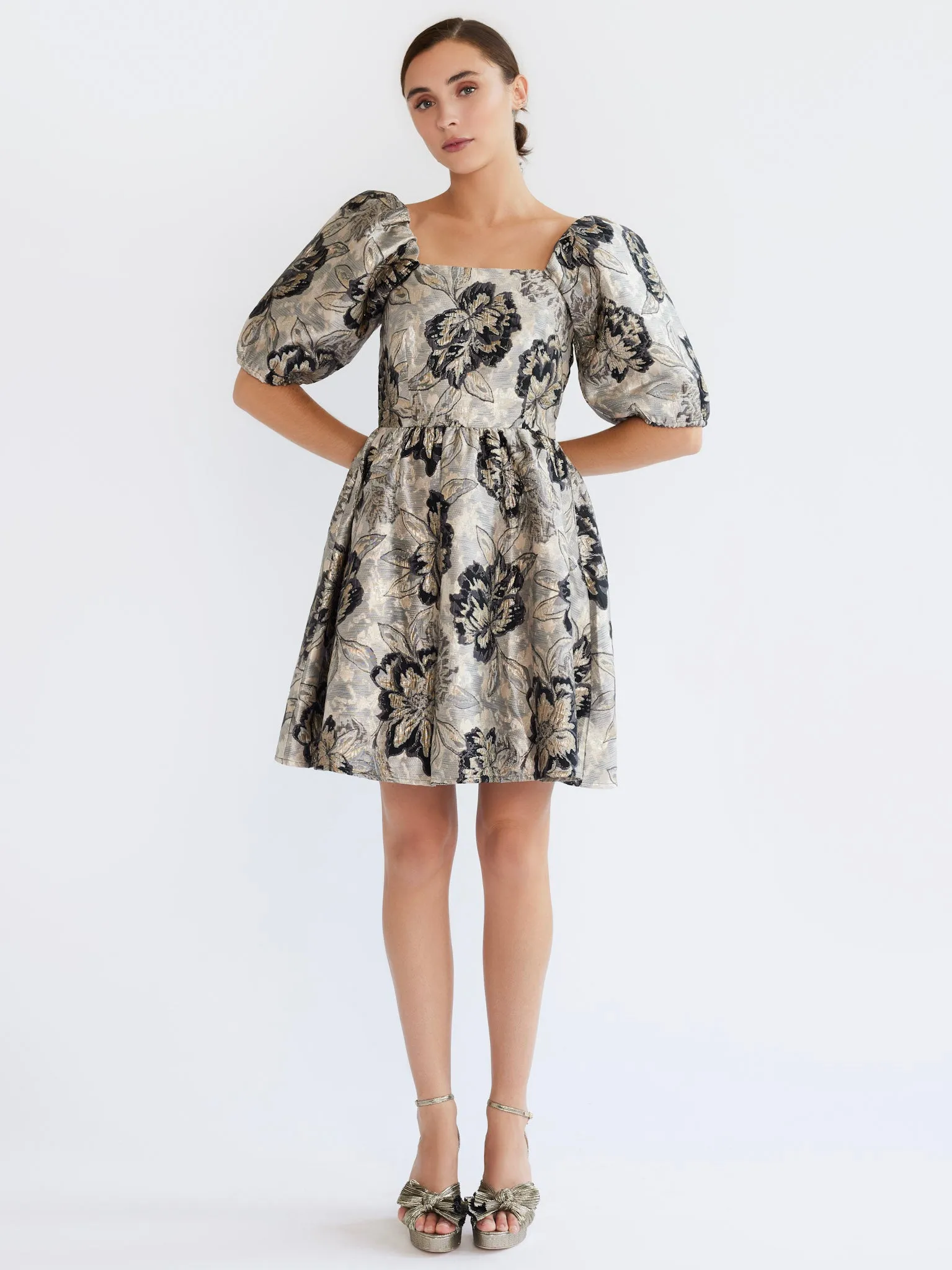 Nina Dress in Black Brocade refined feel
