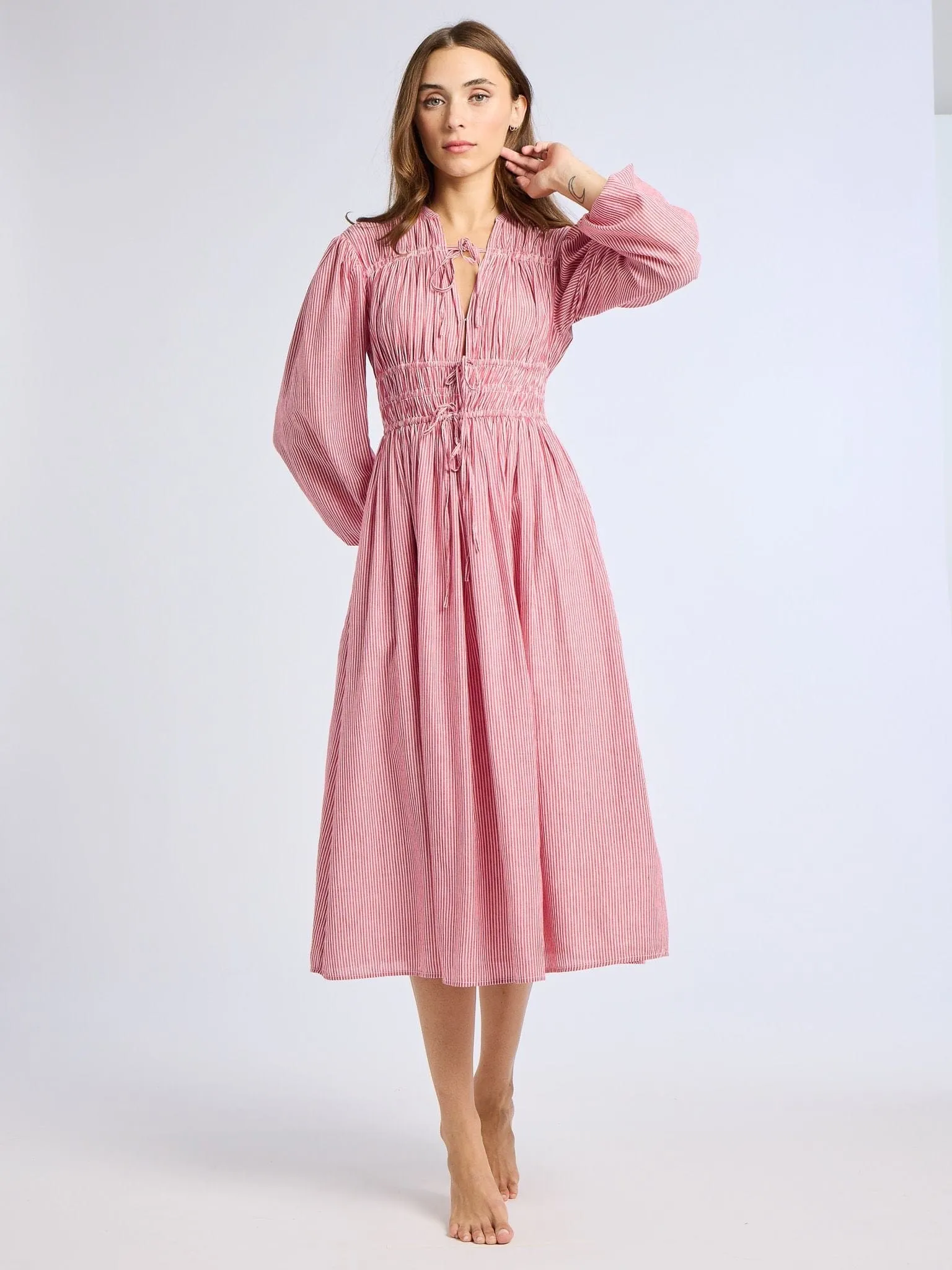 Nora Dress in Tango Stripe timeless wear
