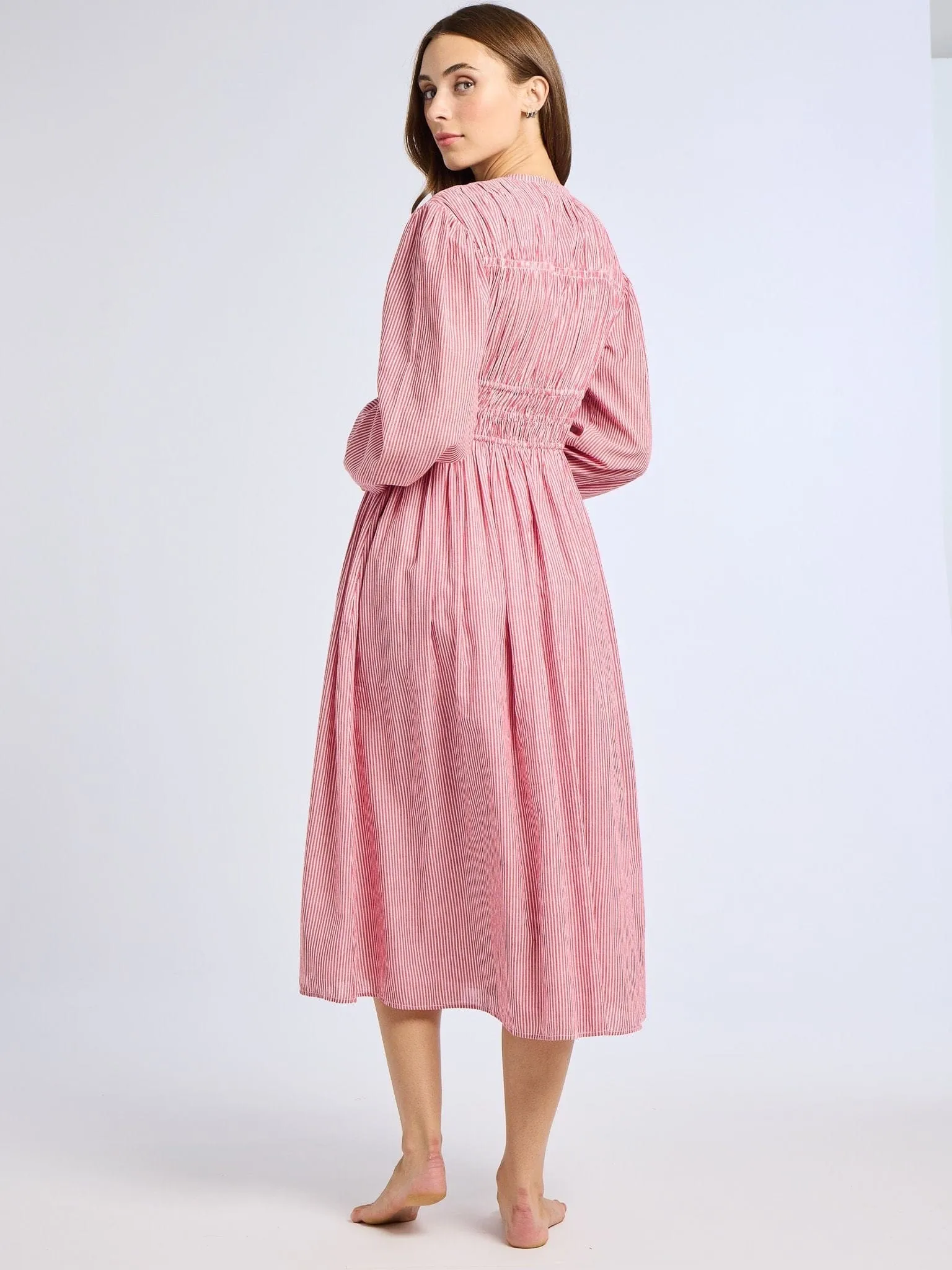 Nora Dress in Tango Stripe romantic tone