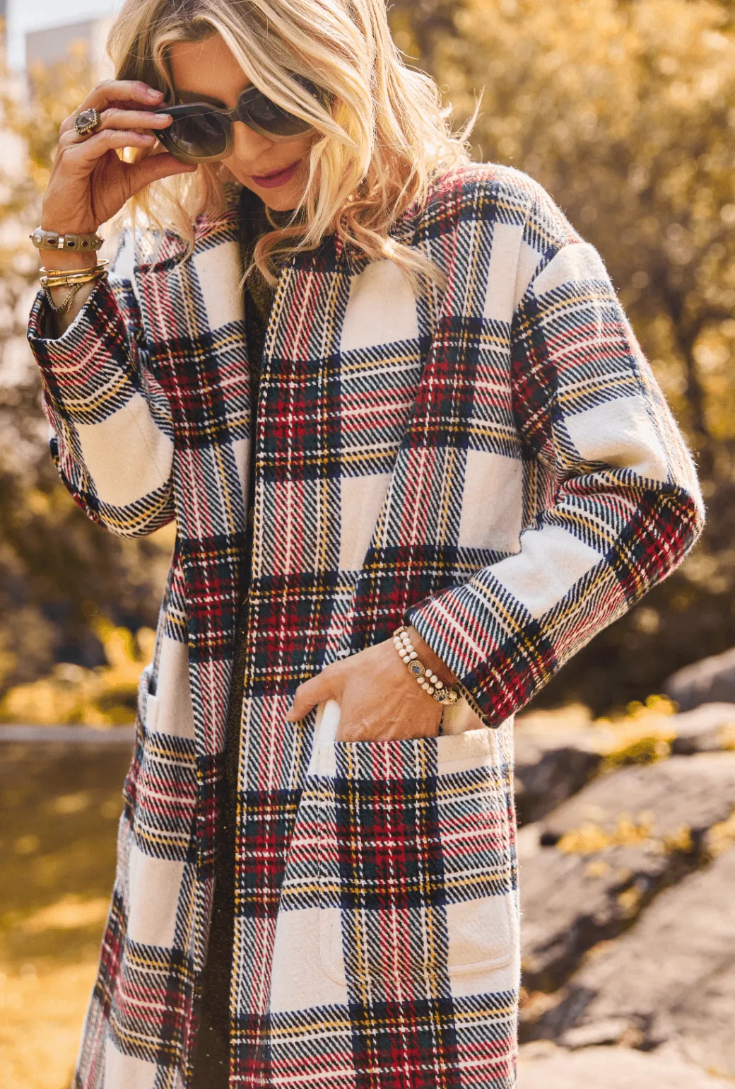 Open Car Coat - Dress Stewart Plaid trail soul