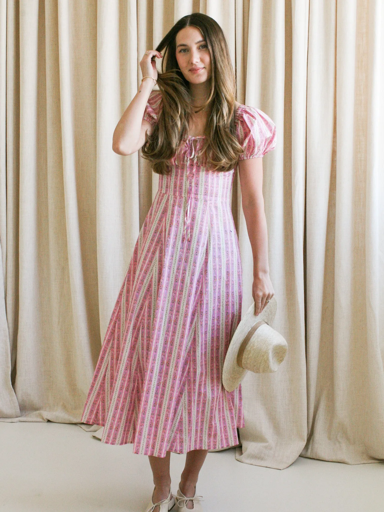 Paige Puff Sleeve Midi Dress morning pick