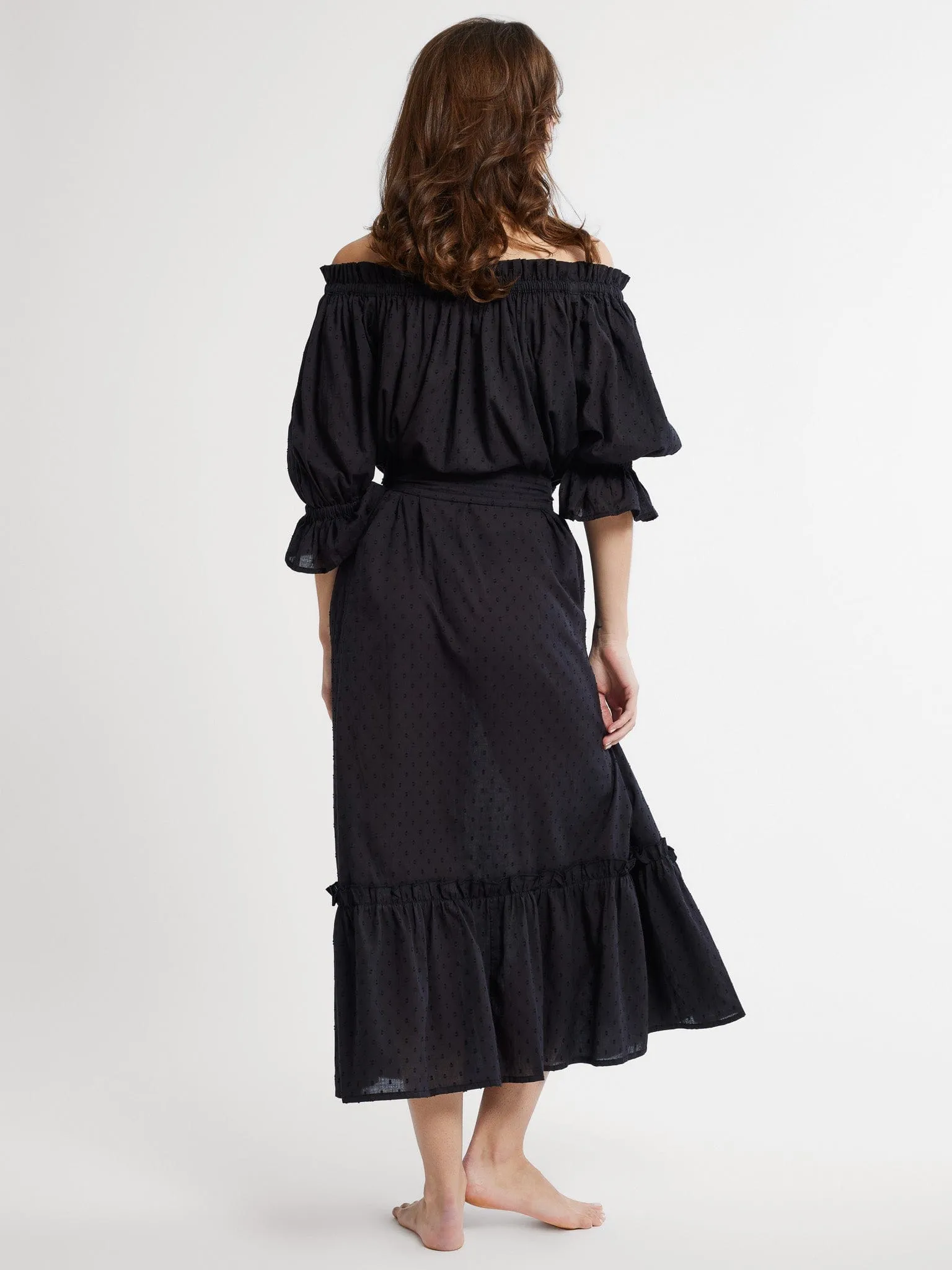 Paloma Dress in Black Swiss Dot slow fashion