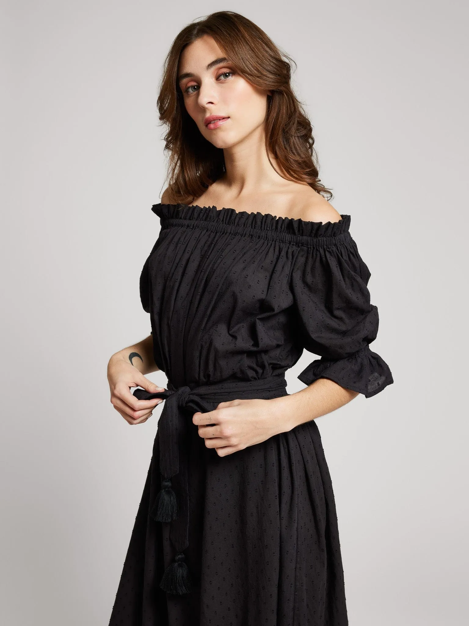 Paloma Dress in Black Swiss Dot airy comfort