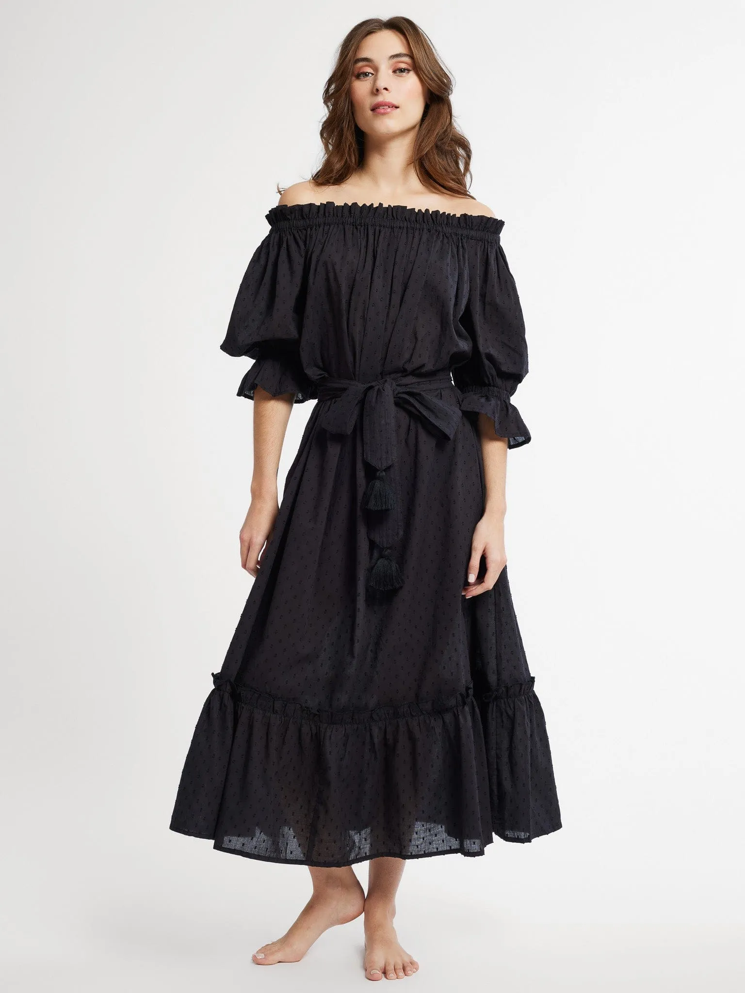 Paloma Dress in Black Swiss Dot daily glam