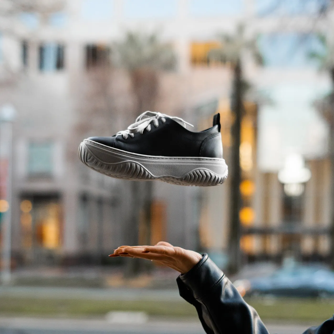 PANGEA in BLACK Court Sneakers airy design