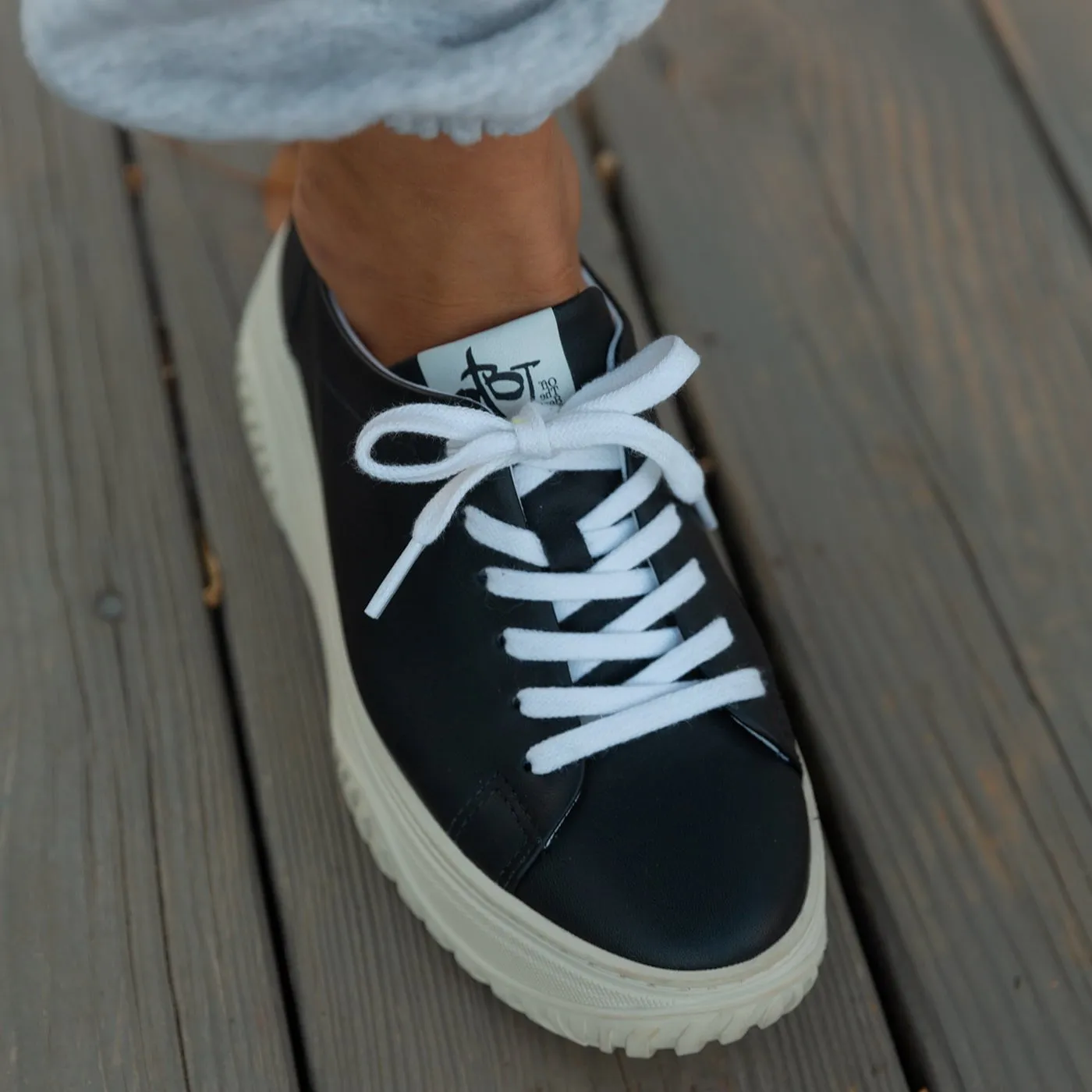 PANGEA in BLACK Court Sneakers soft lining