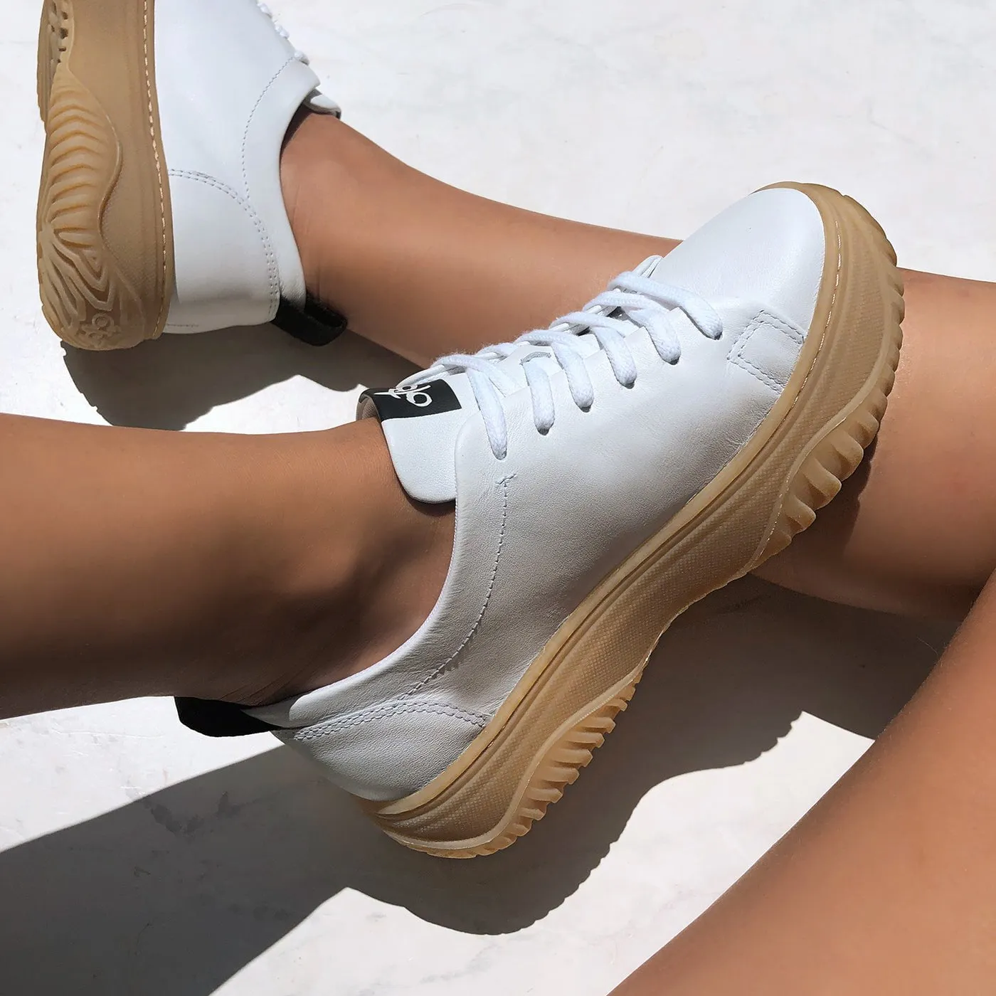 PANGEA in WHITE Court Sneakers reinforced support