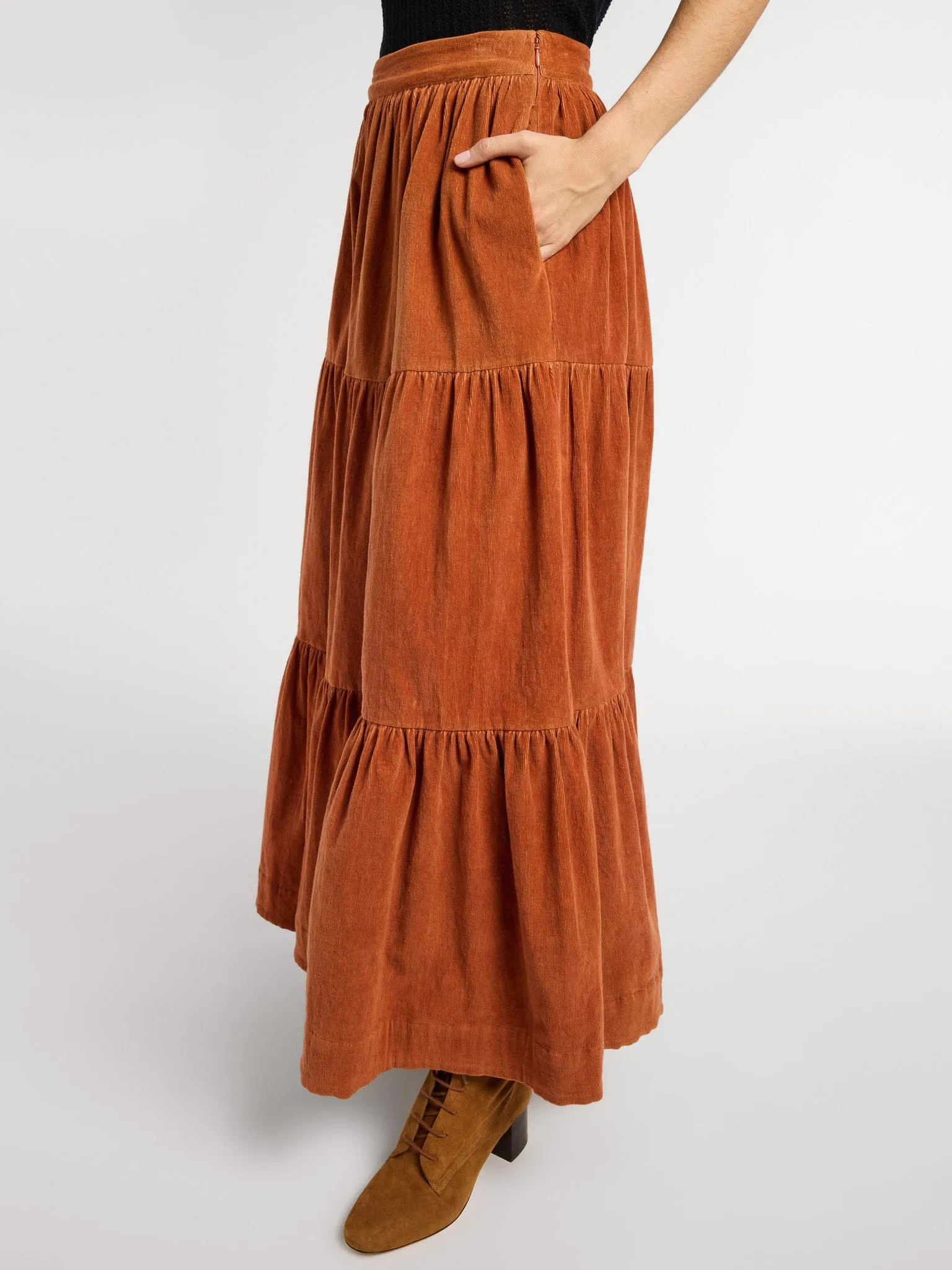 Paola Skirt in Cinnamon Cord versatile use