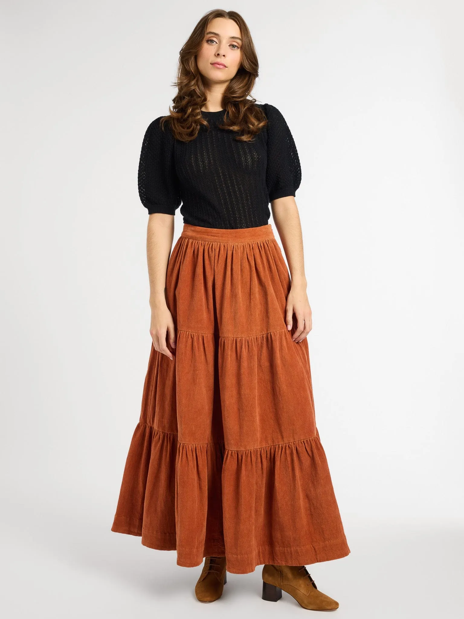 Paola Skirt in Cinnamon Cord evening gala