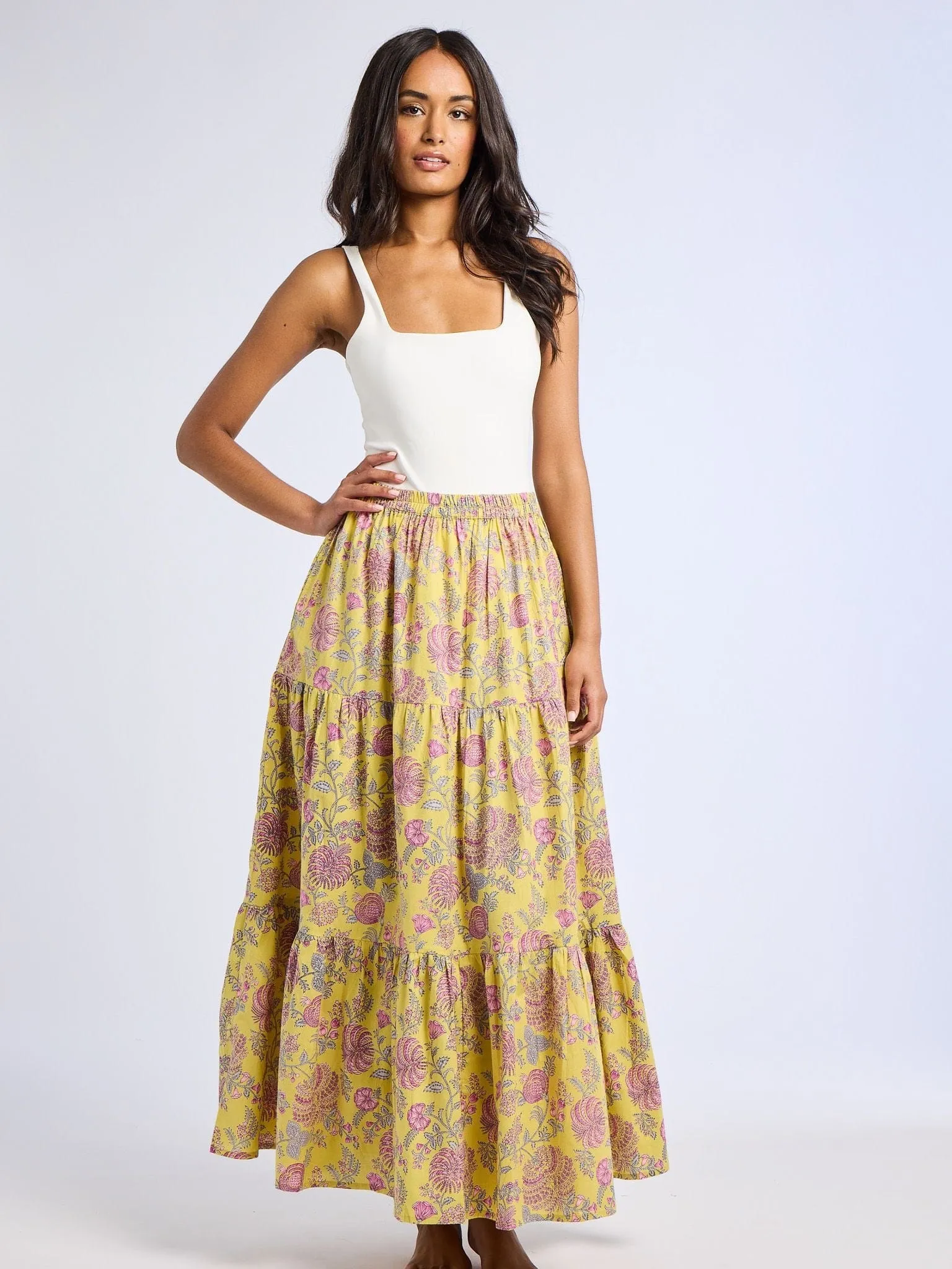 Paola Skirt in Citron Floral cultural roots