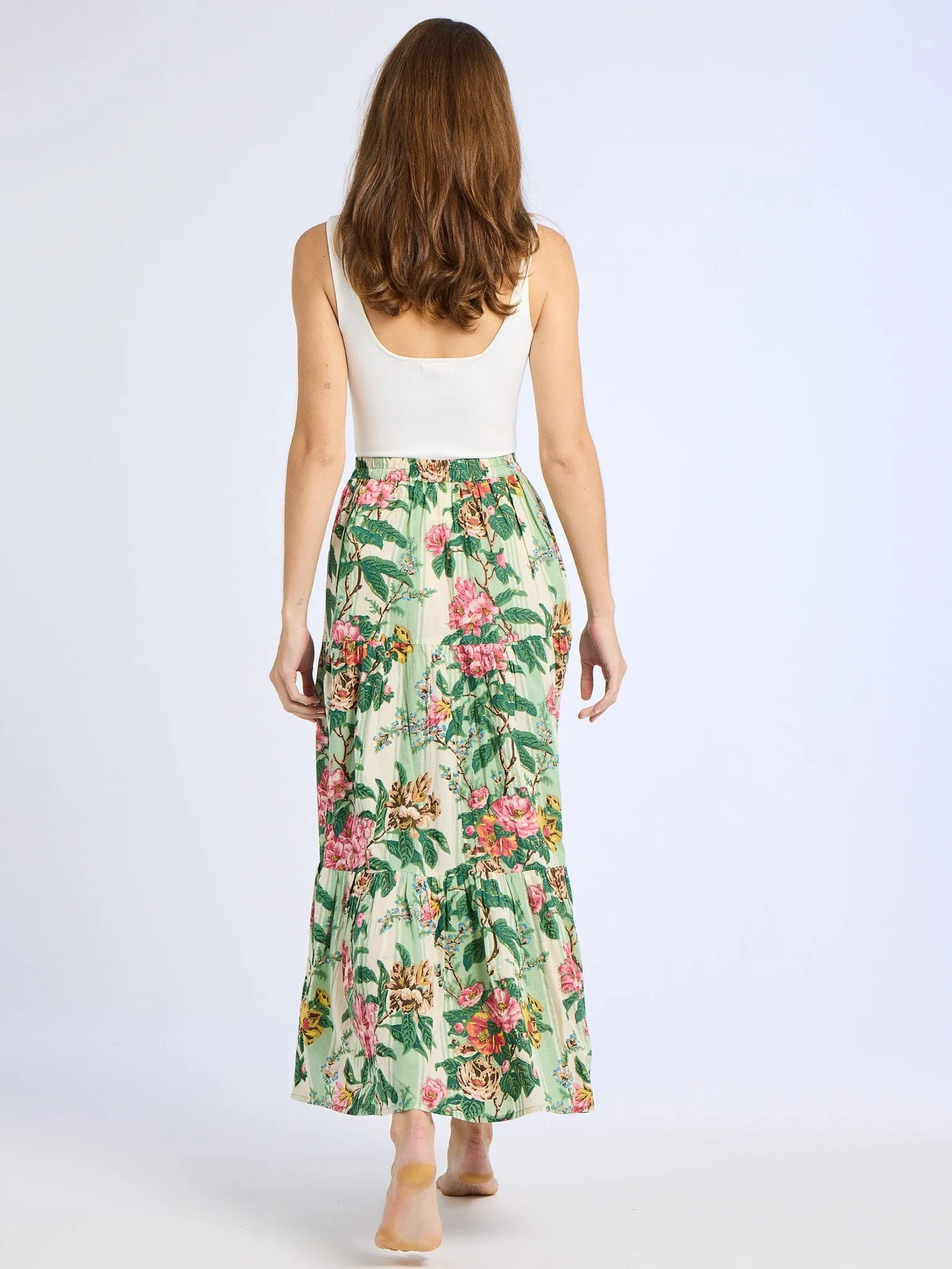 Paola Skirt in Garden Stripe ethnic flair