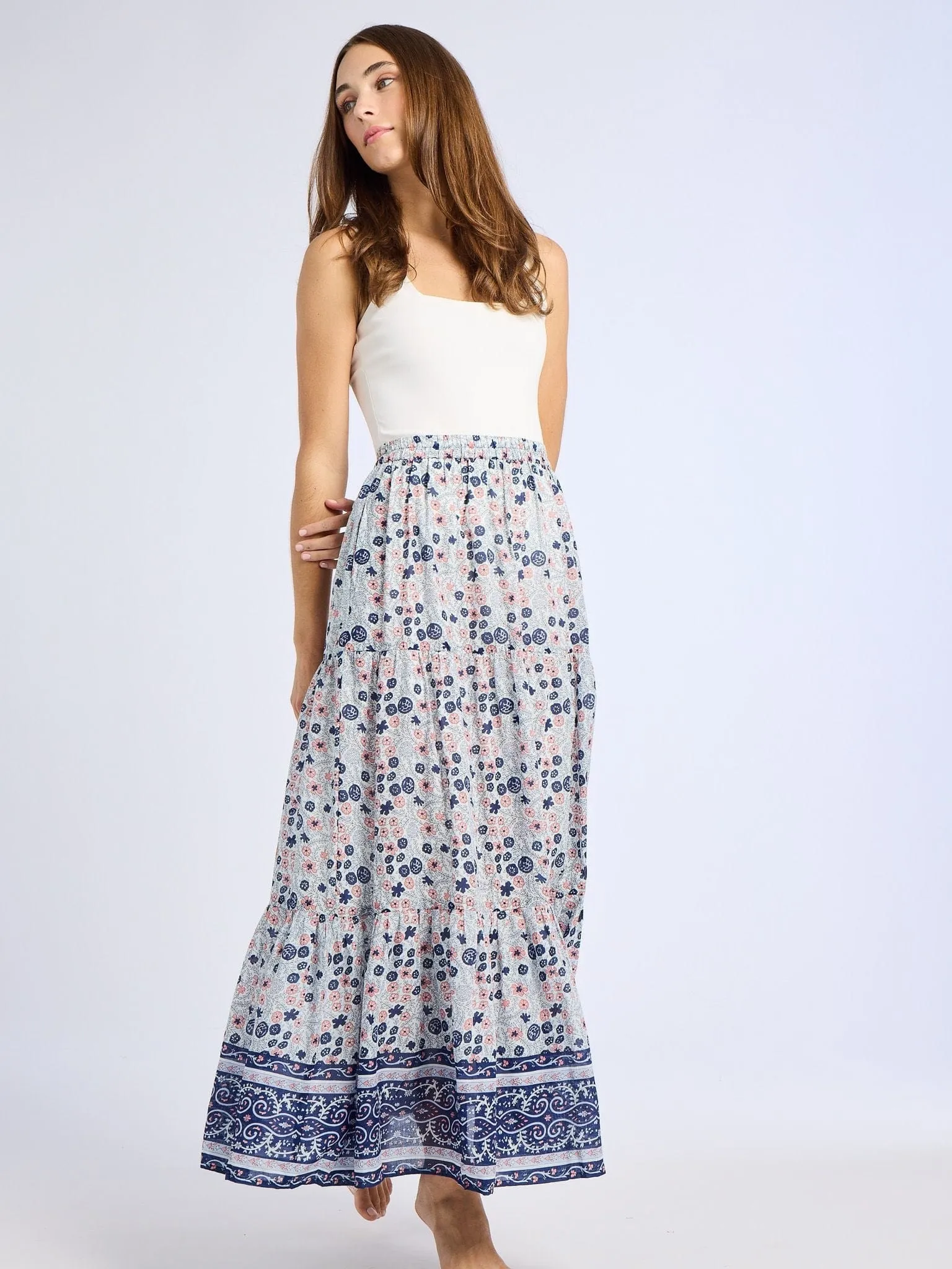 Paola Skirt in Navy Floral culture flow