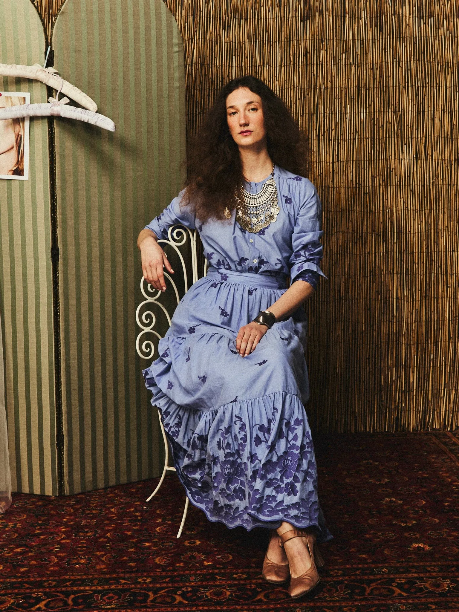 Paola Skirt in Periwinkle Embroidery classic legacy