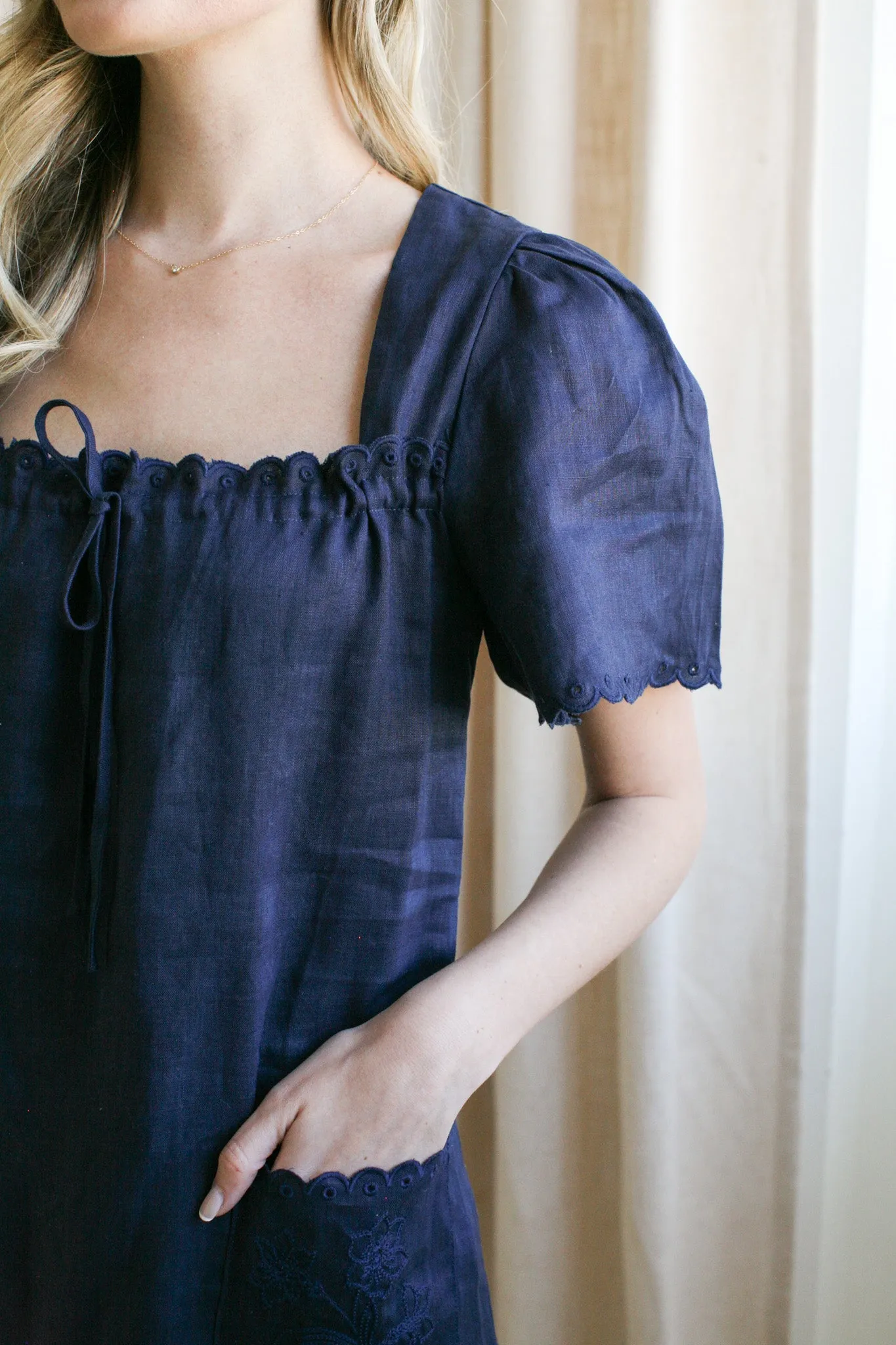 Payton Linen Midi Dress polished edge