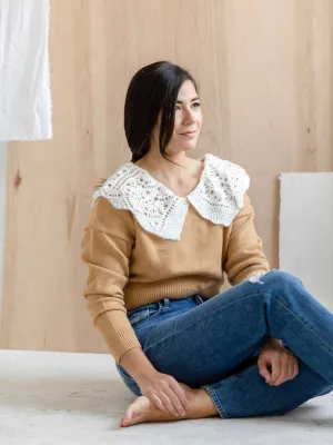 Penny Collared Sweater in Latte Light Chill