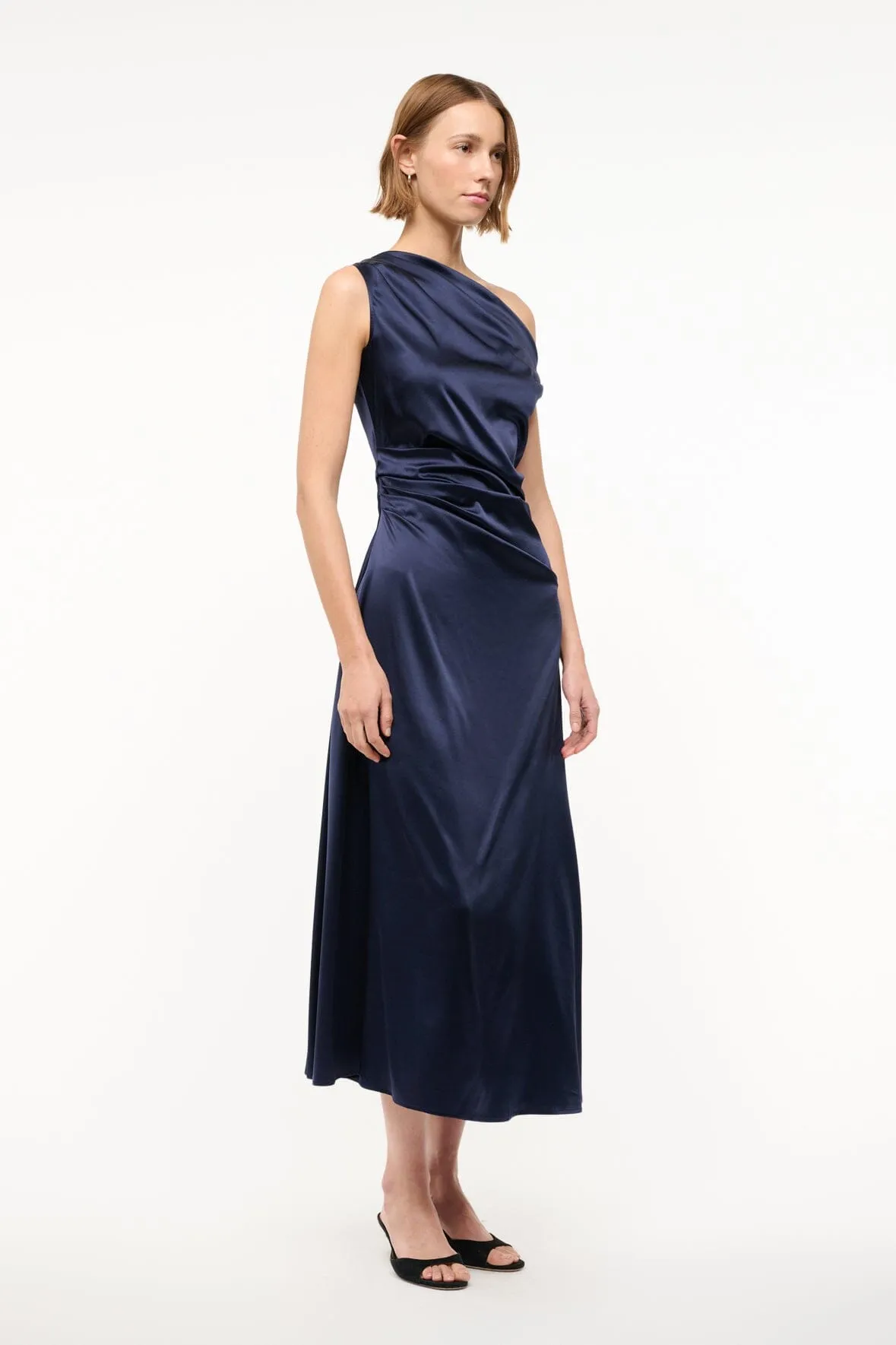 PHARE SILK DRESS | NAVY light wrap