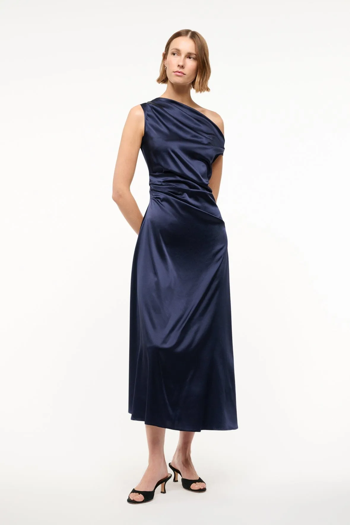 PHARE SILK DRESS | NAVY skin grace