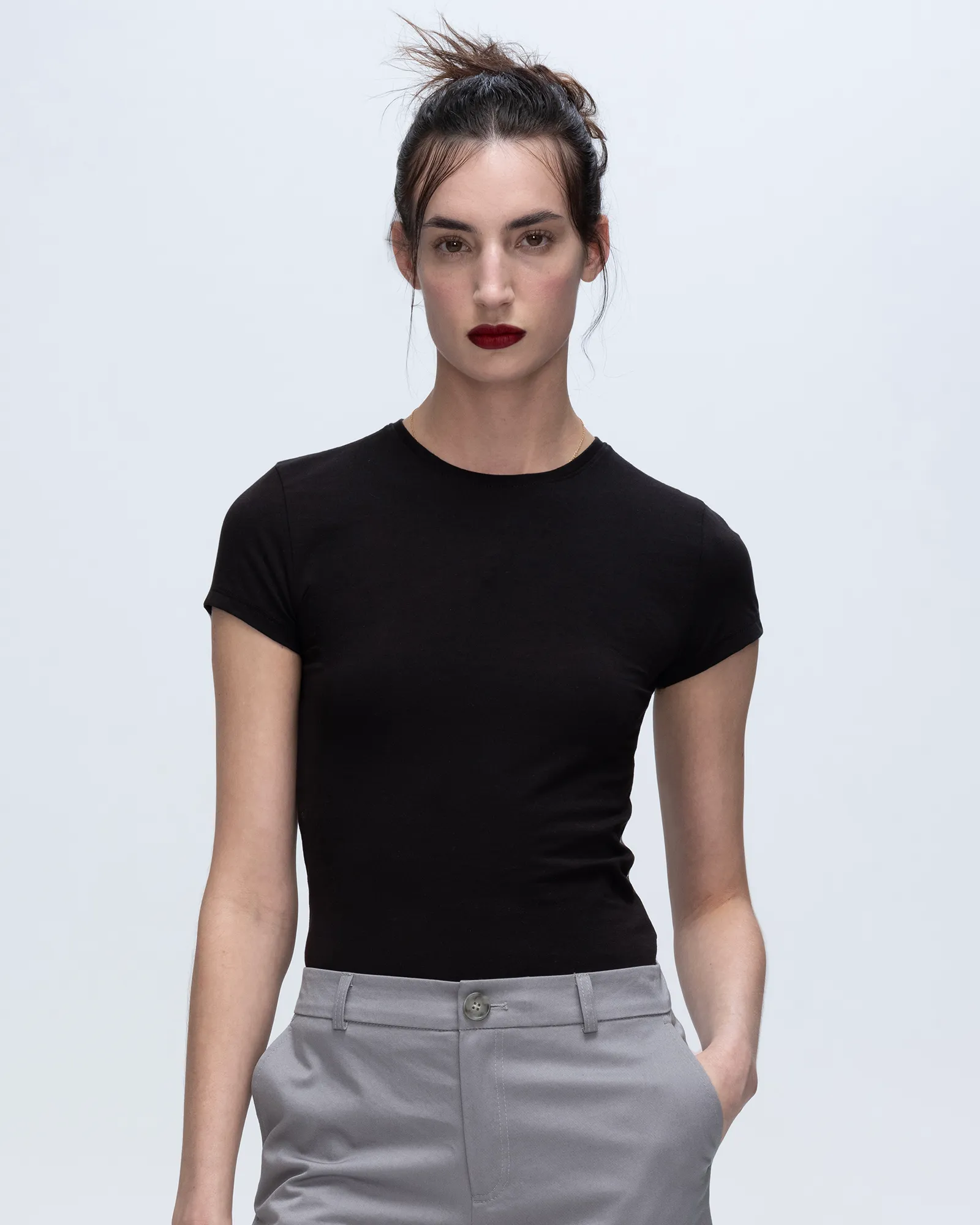 Pima Cotton Baby Tee - Black casual trend