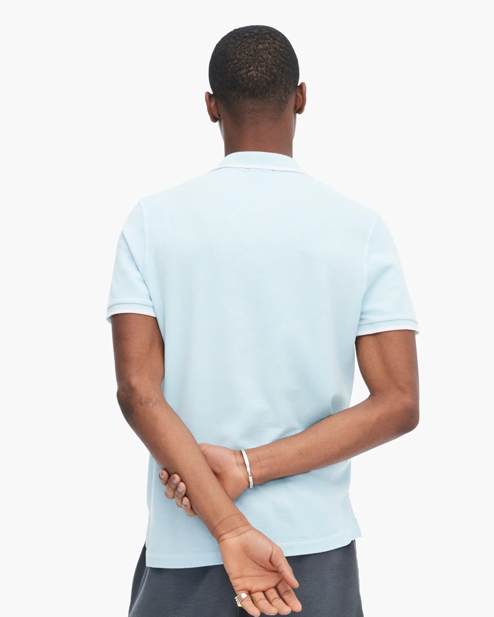 Pique Pigment Wash Short Sleeve Polo with Tipping  - Ocean Blue mild style