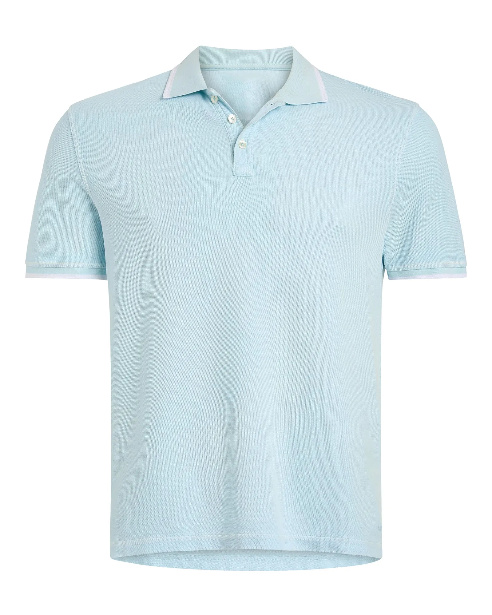 Pique Pigment Wash Short Sleeve Polo with Tipping  - Ocean Blue casual vibe