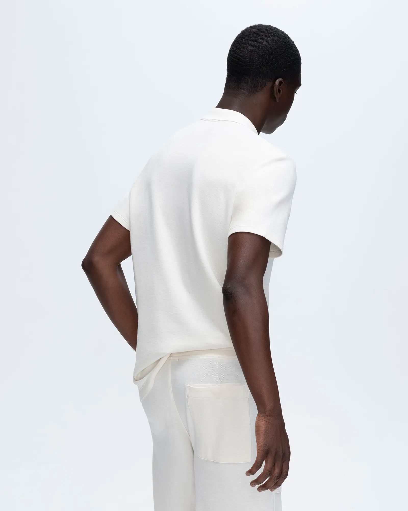 Pique Short Sleeve Polo with Tipping - Chalk-White minimal chic