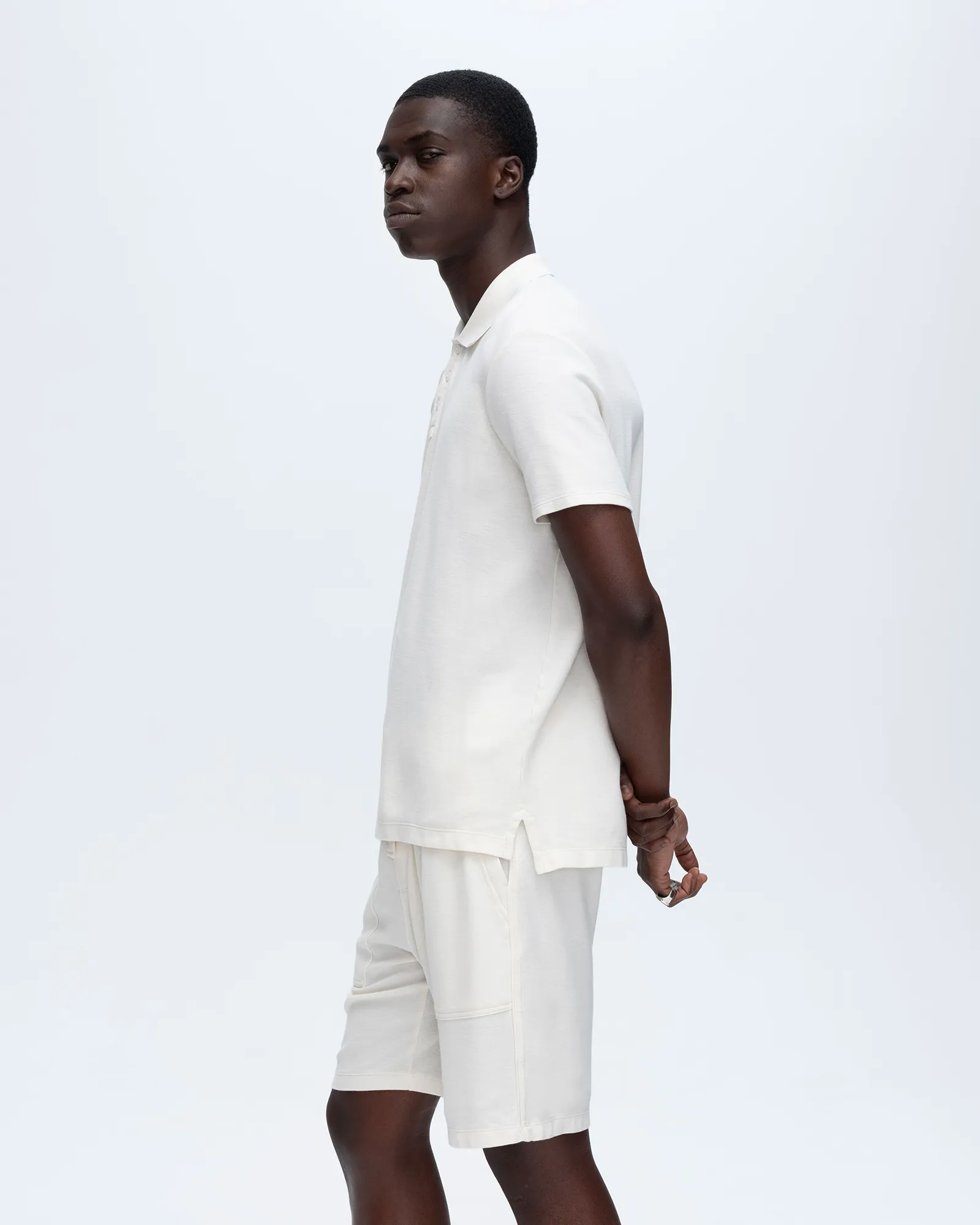Pique Short Sleeve Polo with Tipping - Chalk-White layer friendly