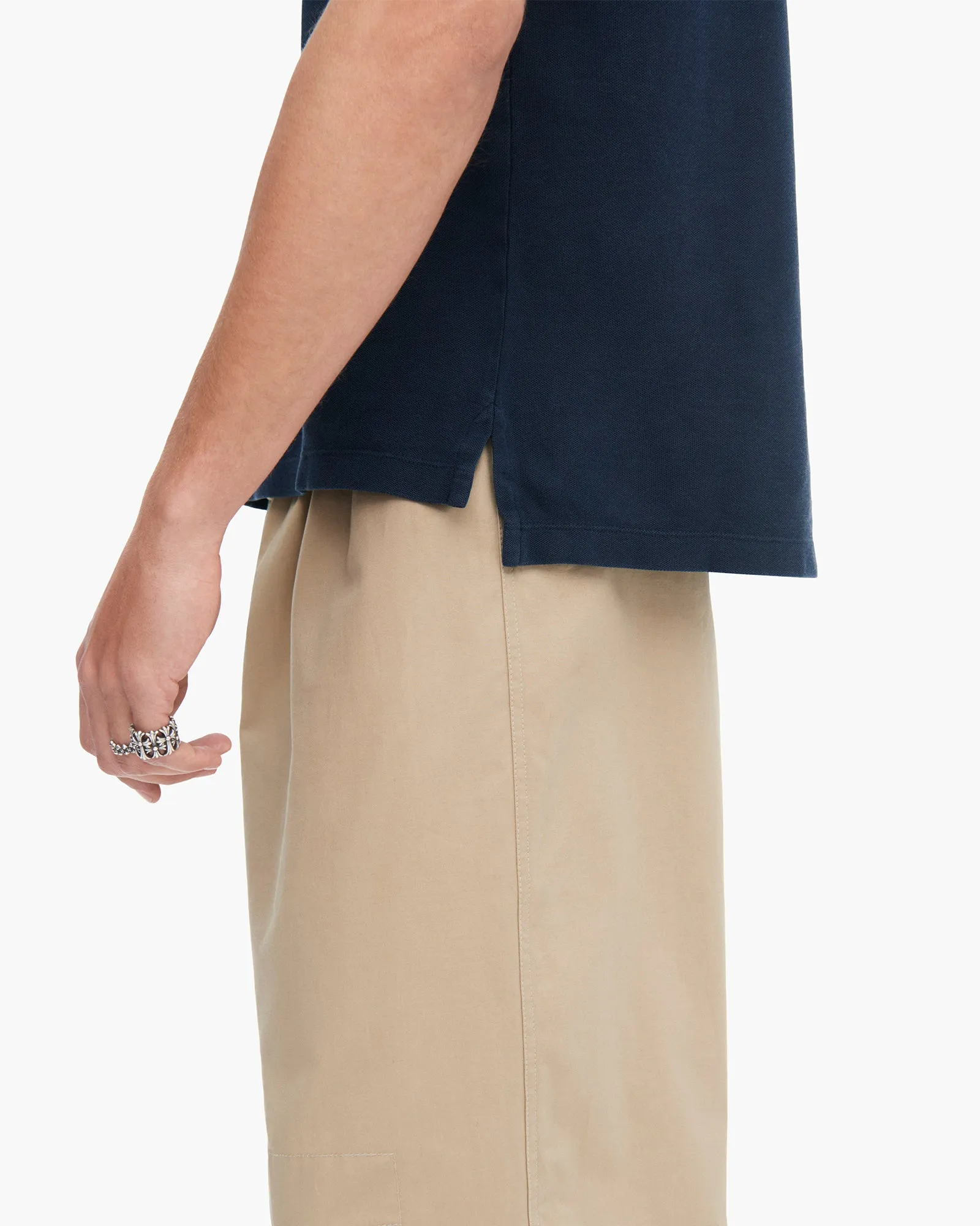 Pique with Sun Bleach Short Sleeve Crew Neck - Dark Navy life layer