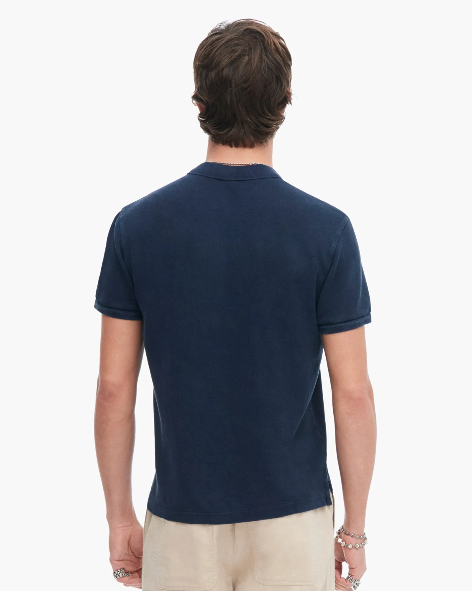 Pique with Sun Bleach Short Sleeve Polo - Dark Navy summer breeze