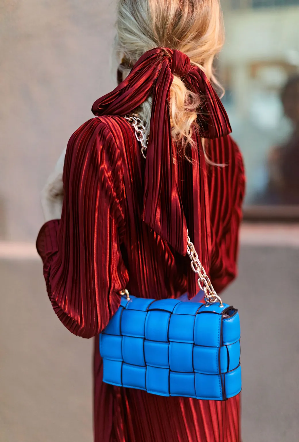 Pleated Mini Dress - Crimson fresh wear