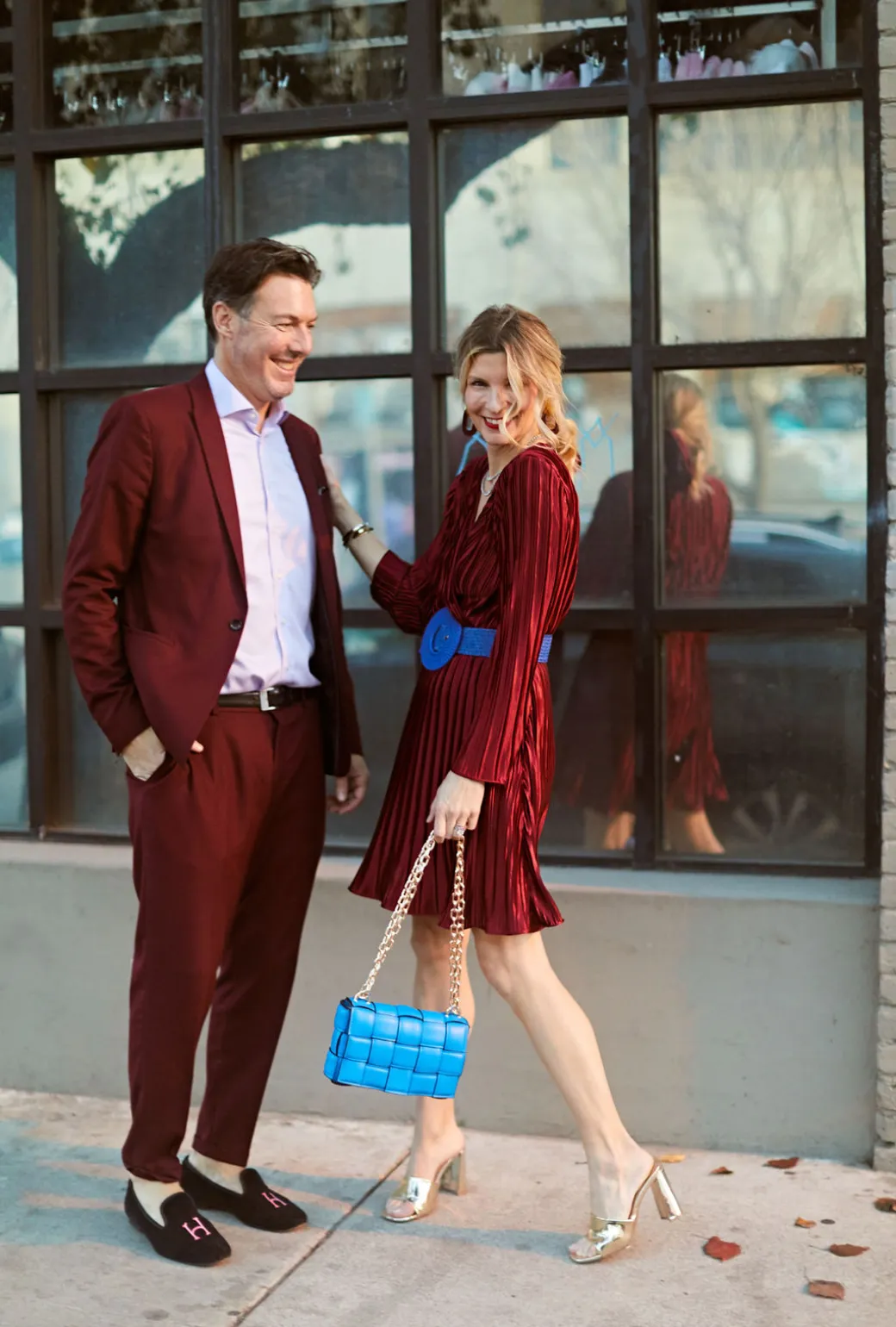 Pleated Mini Dress - Crimson sweet touch