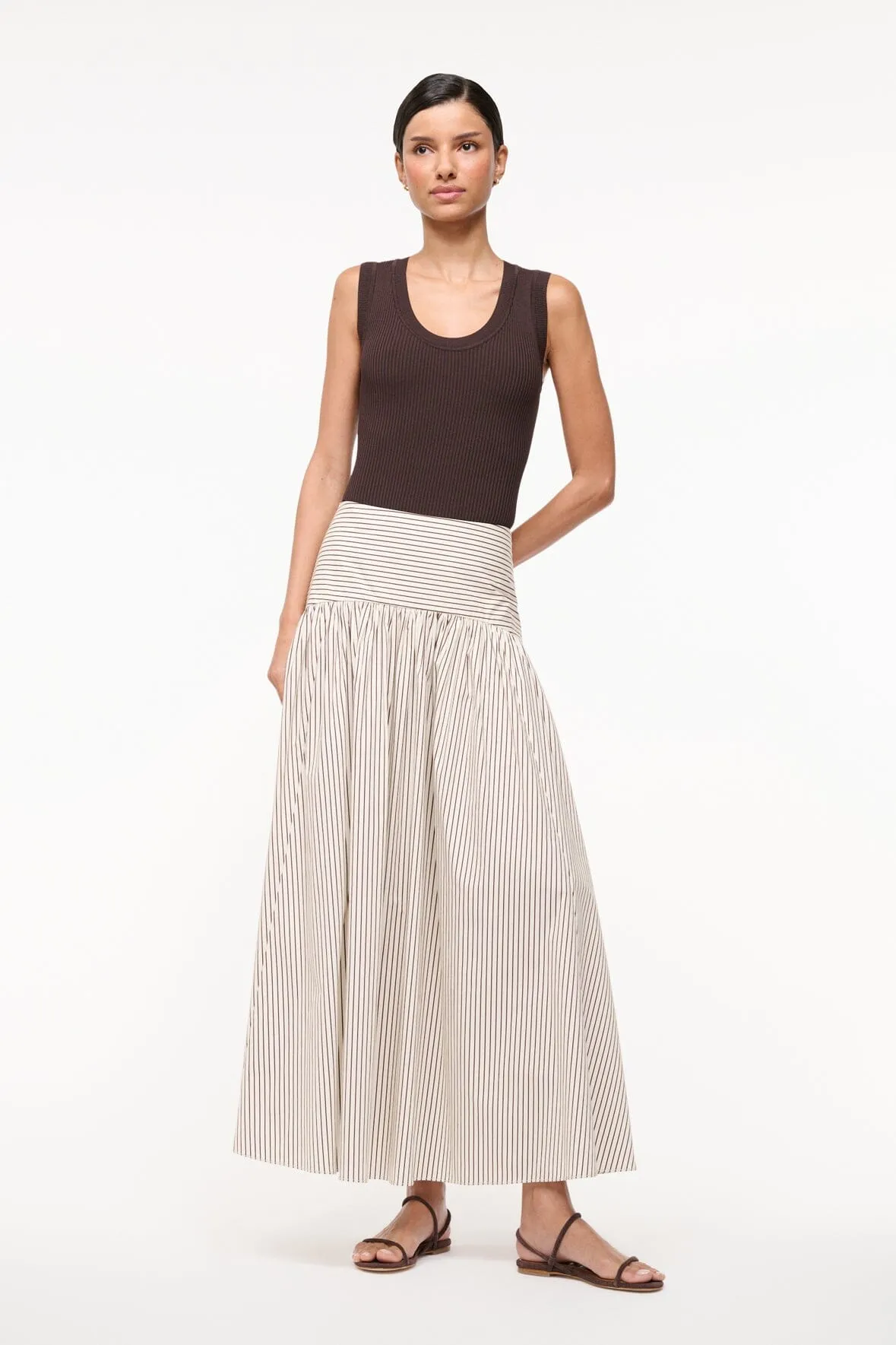 PROCIDA SKIRT | IVORY DARK OAK MICRO STRIPE youthful air