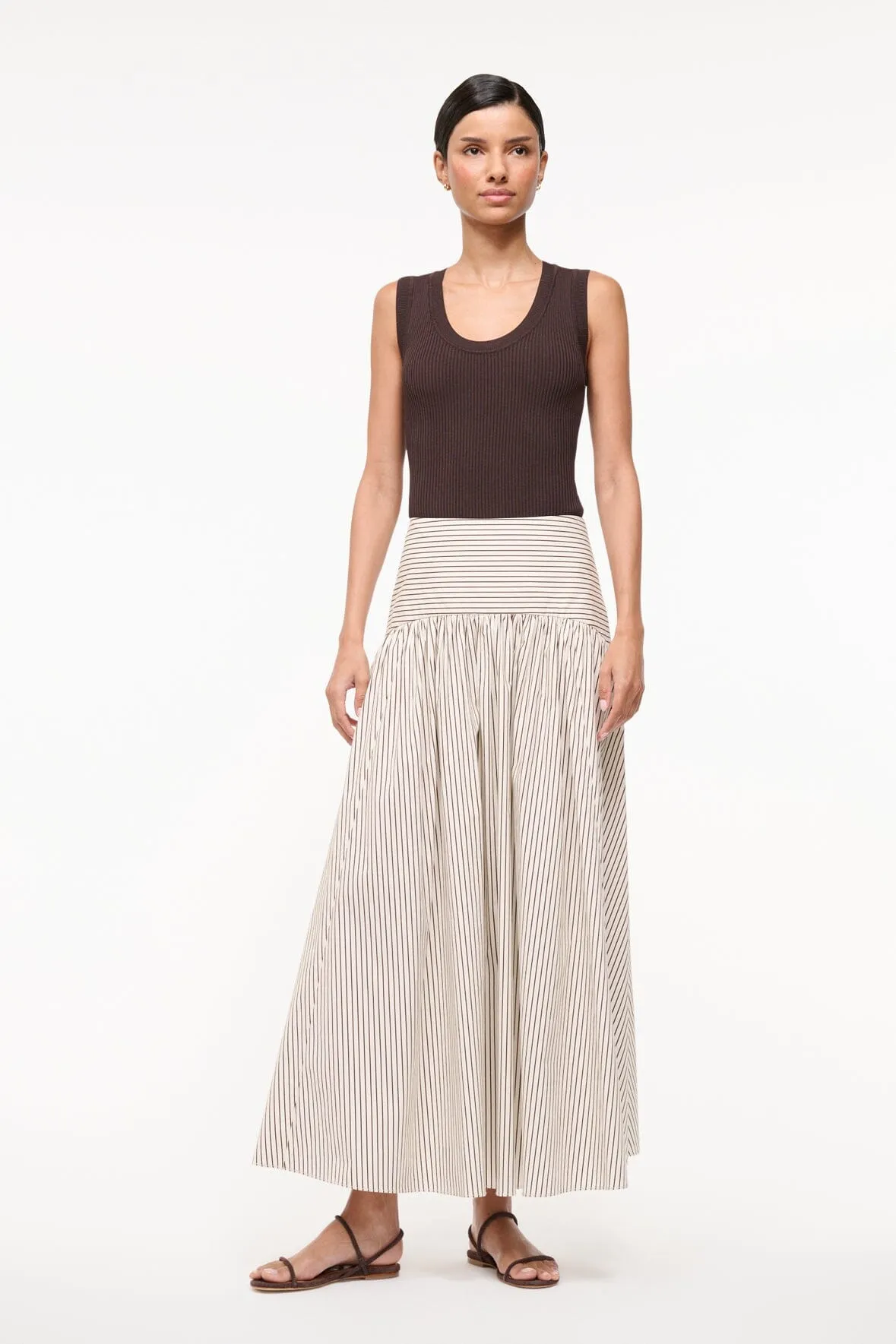 PROCIDA SKIRT | IVORY DARK OAK MICRO STRIPE lively mood