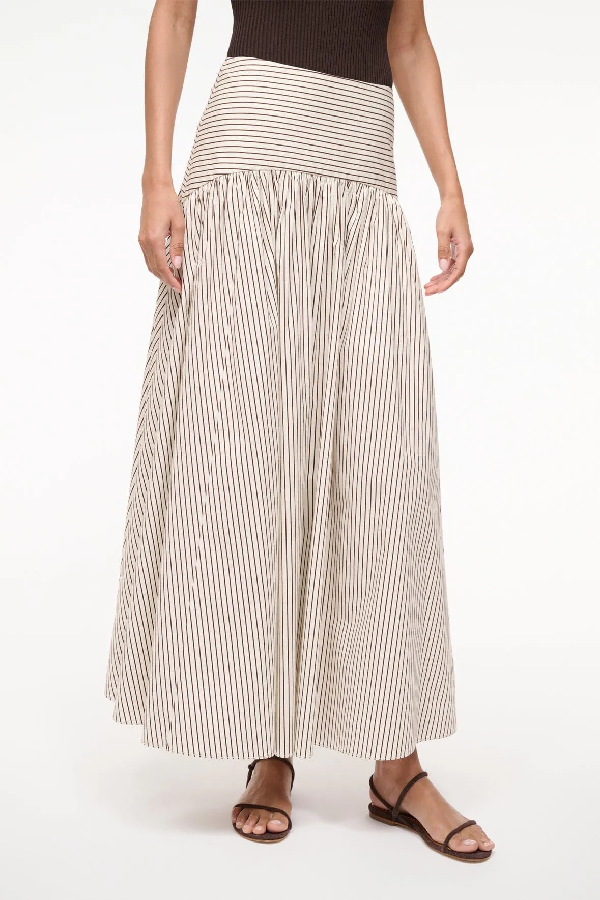 PROCIDA SKIRT | IVORY DARK OAK MICRO STRIPE sweet appeal