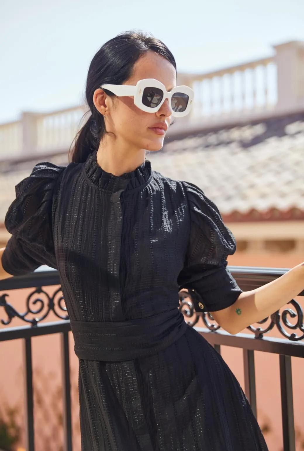 Puff Sleeve Day Gown - MAXI - Sheer Black sweet vibe